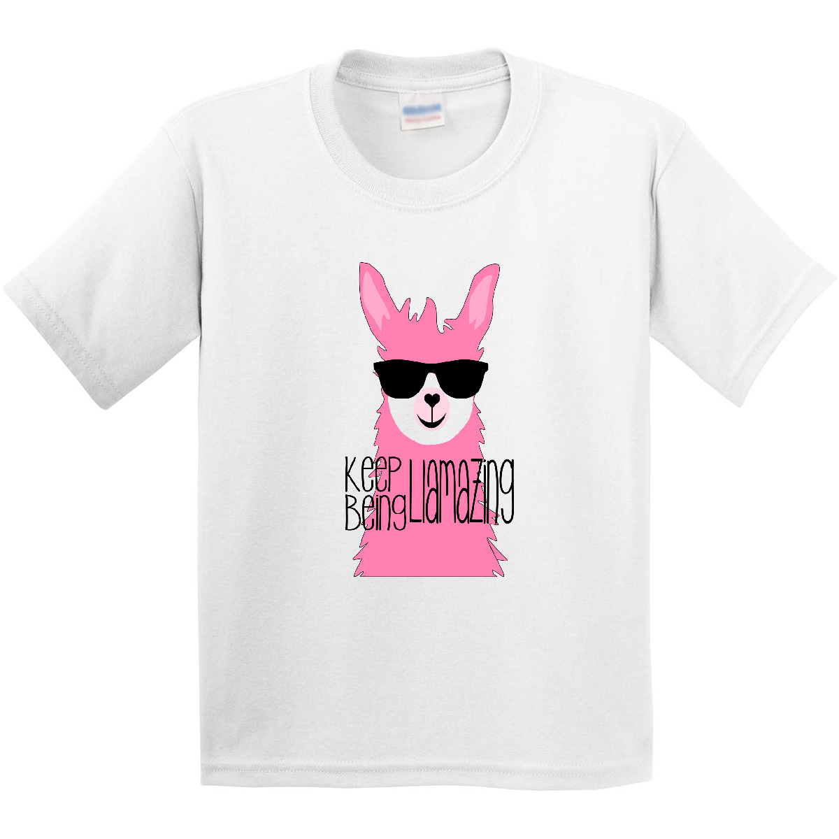Inktastic Keep Being Llamazing Pink Llama In Sunglasses Youth T-Shirt Positivity - Picture 7 of 7