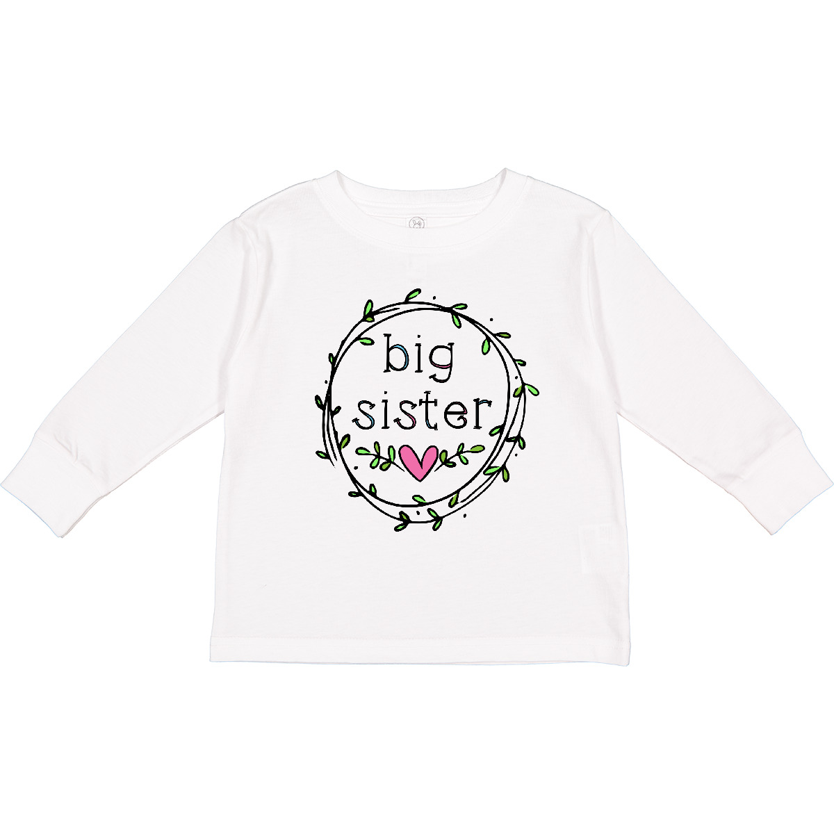 Inktastic Big Sister Leaves, Circle, Heart Toddler Long Sleeve T-Shirt Siblings - Picture 7 of 7