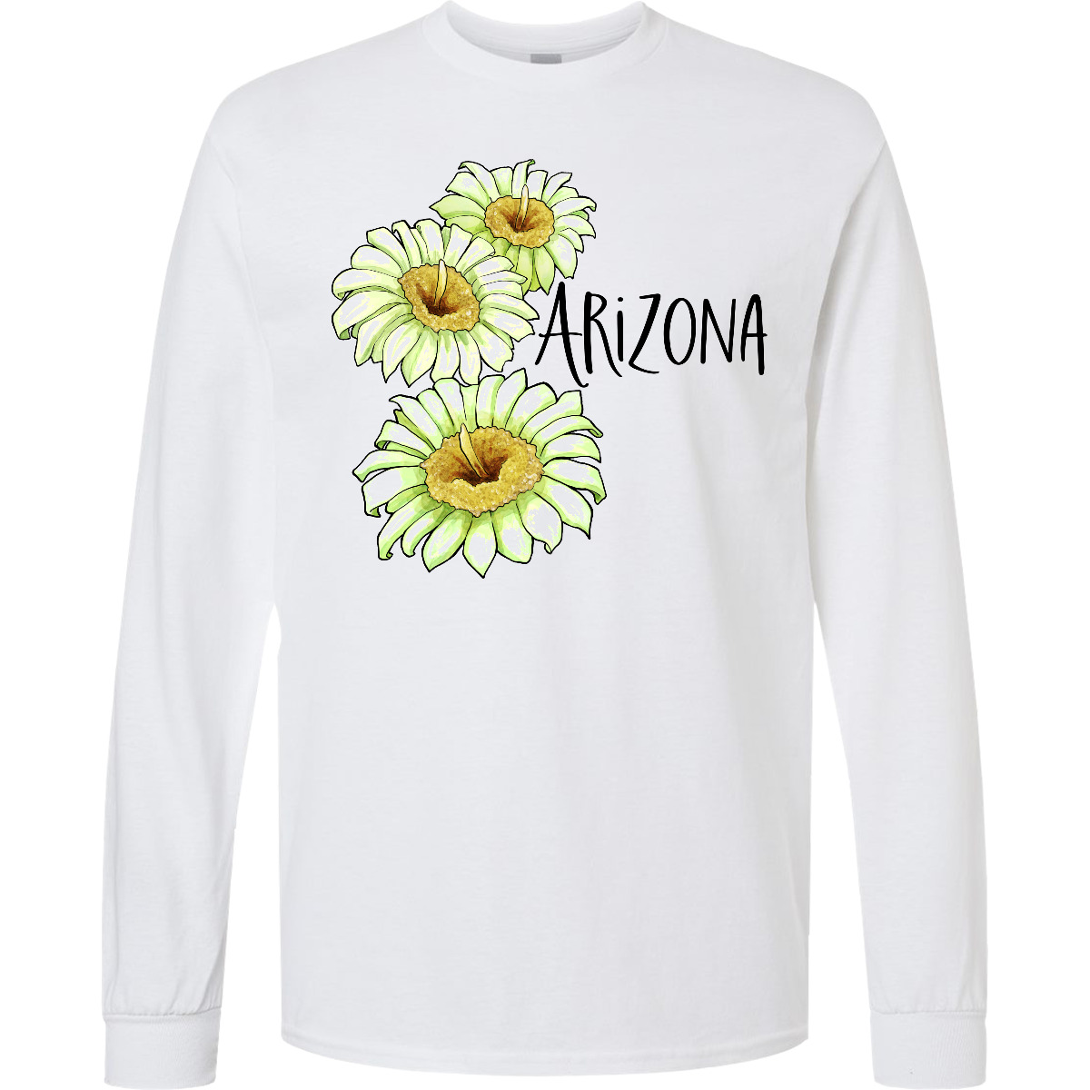 Inktastic Arizona Saguaro Cactus Flowers Long Sleeve T-Shirt State Home Flower