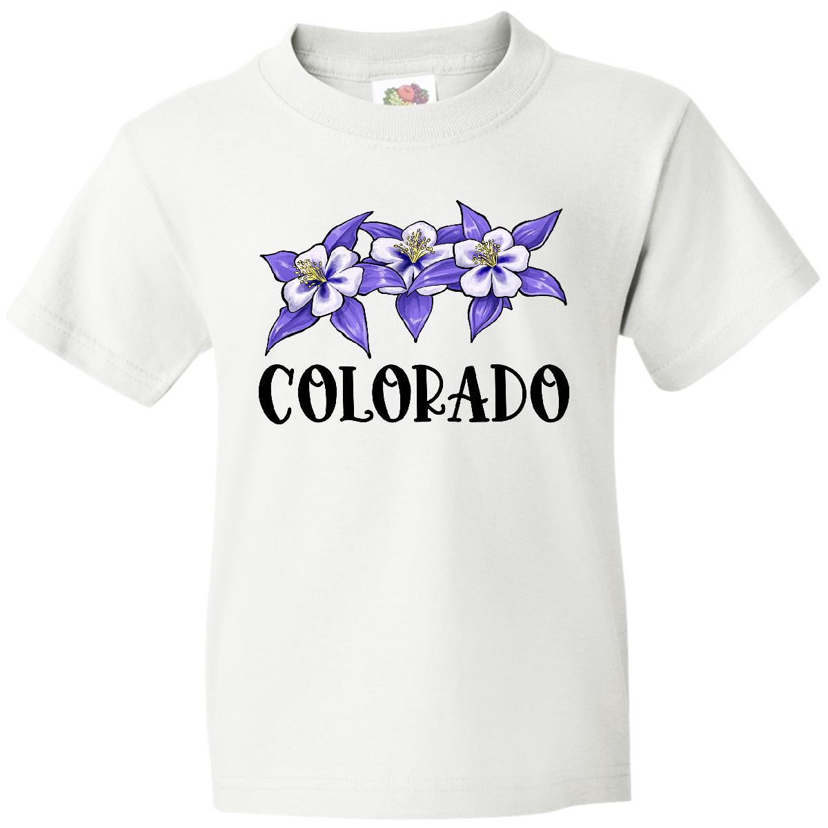 Inktastic Colorado Columbine Flowers Youth T-Shirt State Home Mountain Flower - Picture 9 of 9