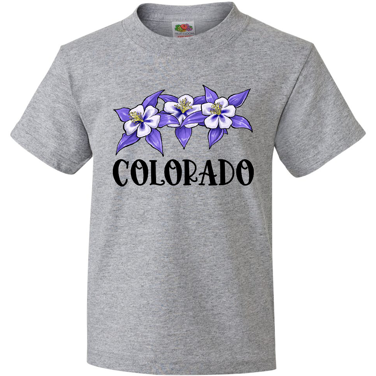 Inktastic Colorado Columbine Flowers Youth T-Shirt State Home Mountain Flower - Picture 3 of 9