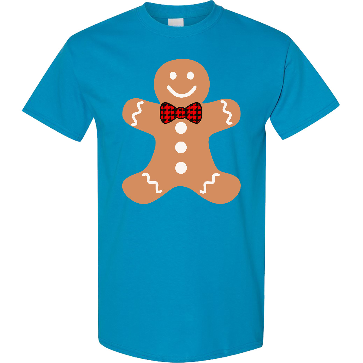 Inktastic Cute Gingerbread Man With Red Plaid Bowtie T-Shirt Boodlebug Graphics