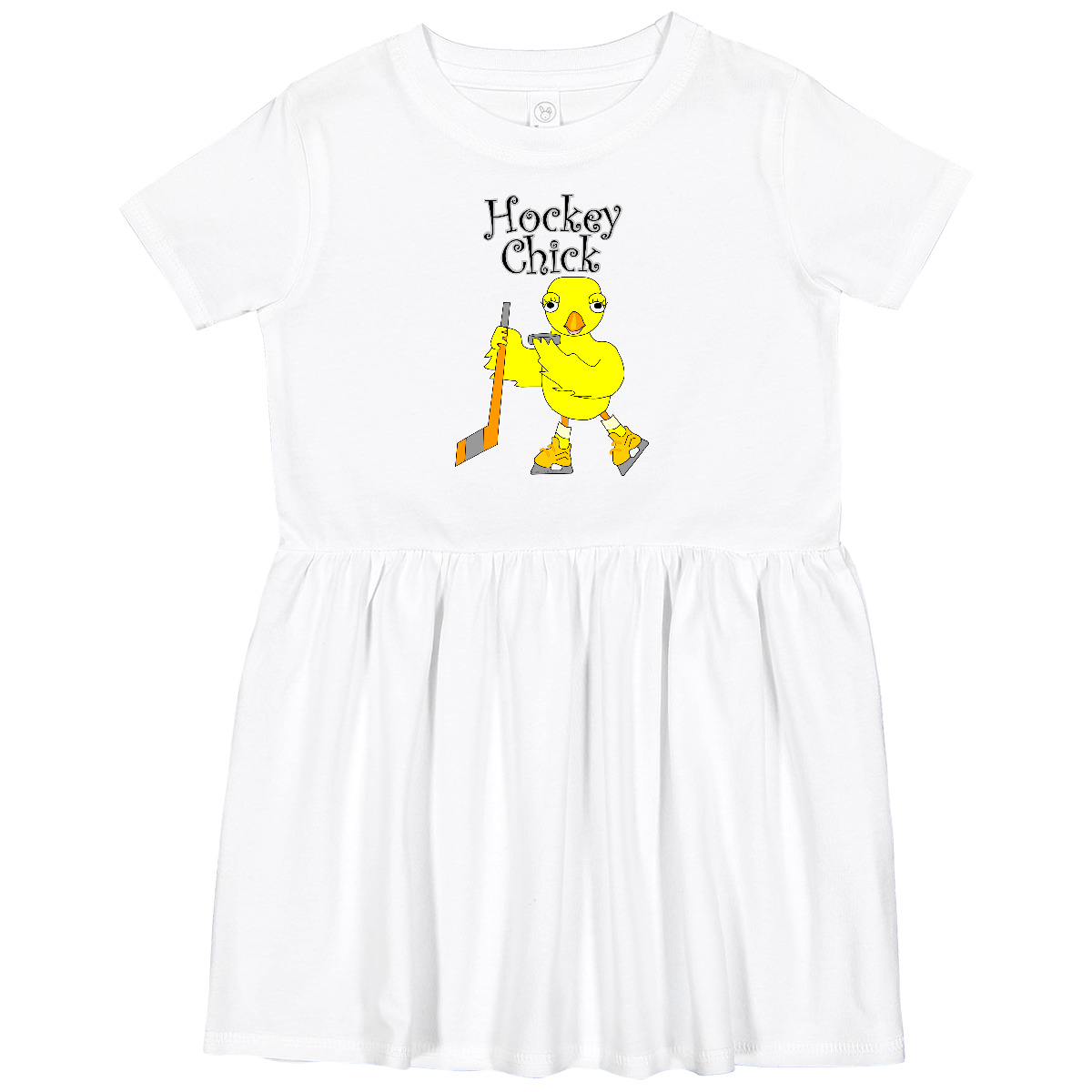 Inktastic Hockey Chick Text Toddler Dress Chicken Woman Girl Bird Skate Winter - Picture 4 of 6