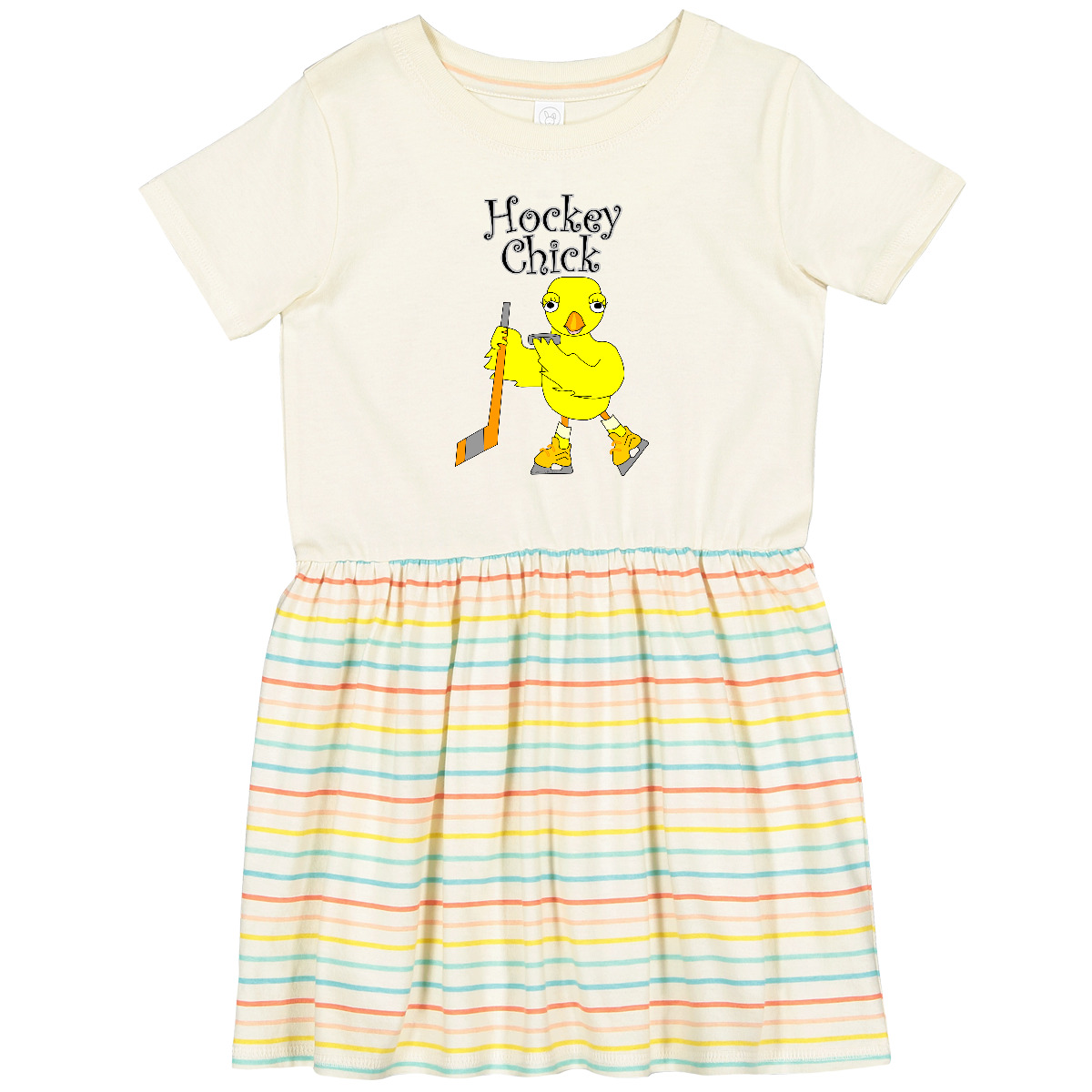 Inktastic Hockey Chick Text Toddler Dress Chicken Woman Girl Bird Skate Winter - Picture 3 of 6