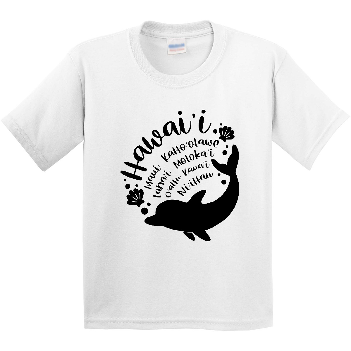 Inktastic Hawaii Islands With Dolphin Youth T-Shirt State Home Water Ocean Beach - Picture 8 of 8