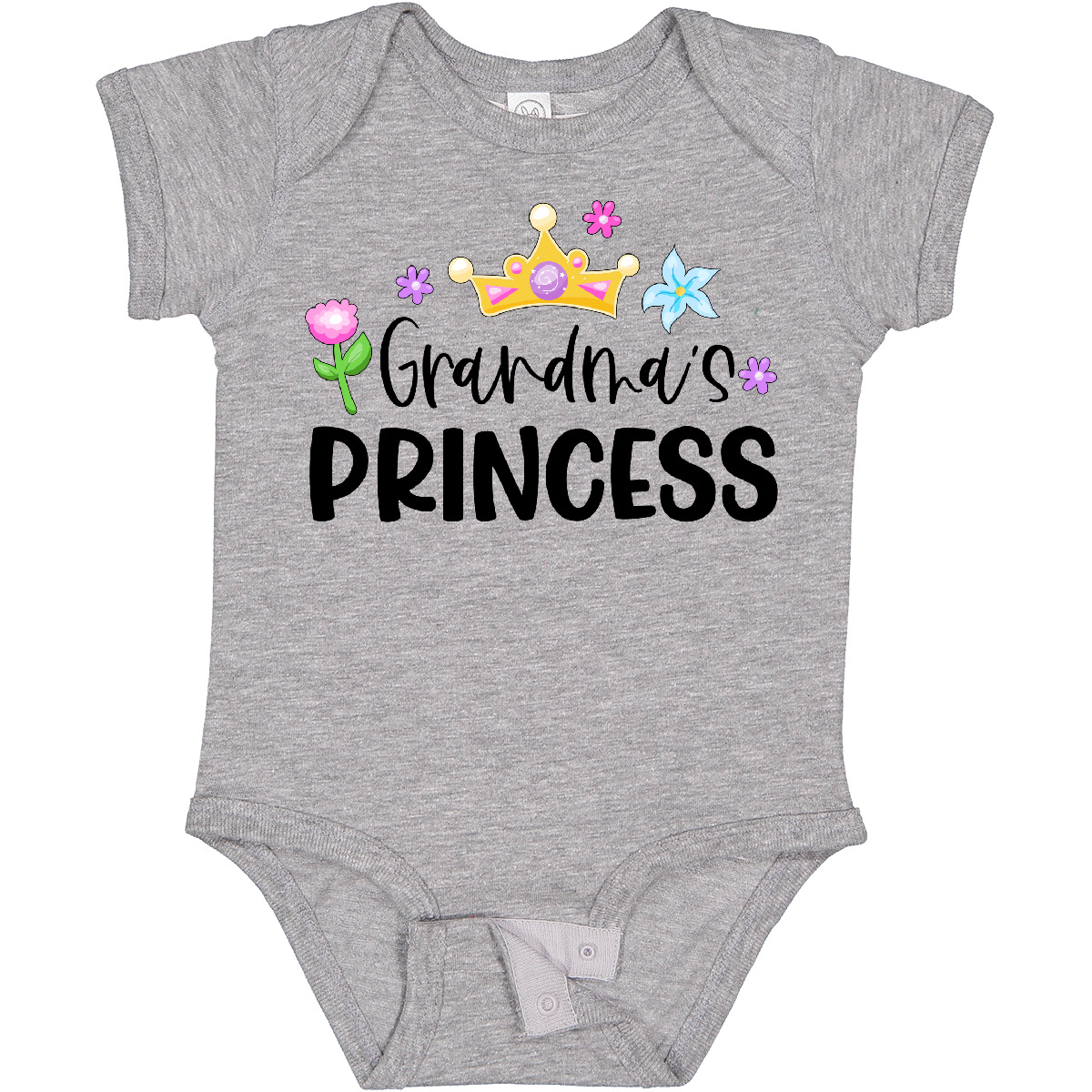 Inktastic Grandma's Princess Crown And Flowers Baby Bodysuit Children Grandma - Imagen 3 de 12