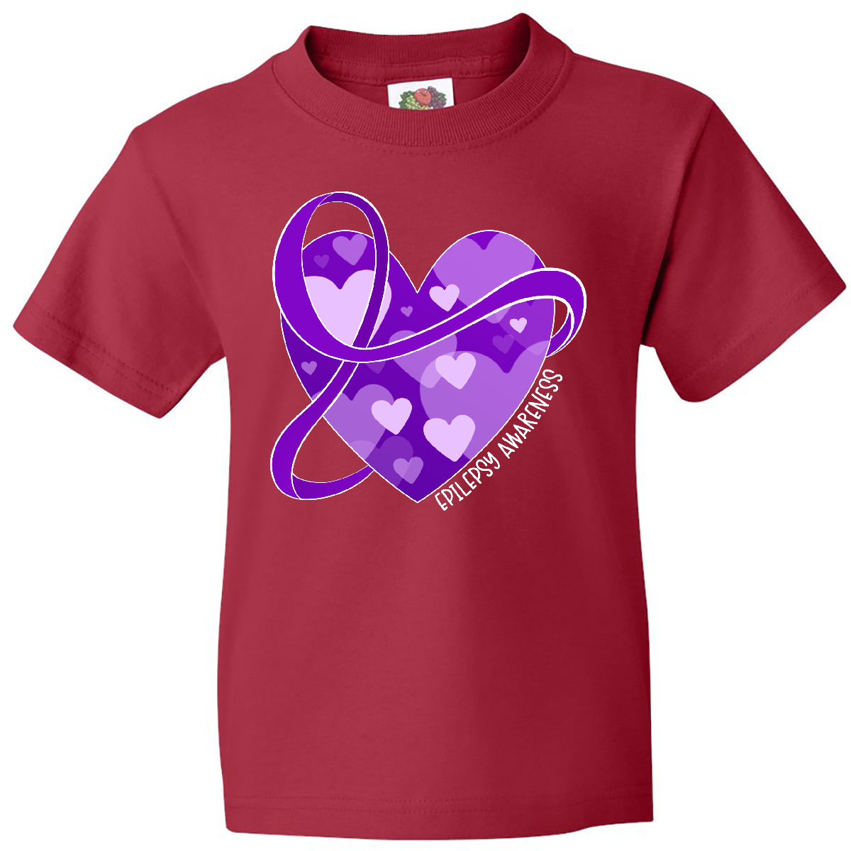 Inktastic Epilepsy Awareness Purple Ribbon Around Heart Youth T-Shirt Support Jc - Picture 5 of 7