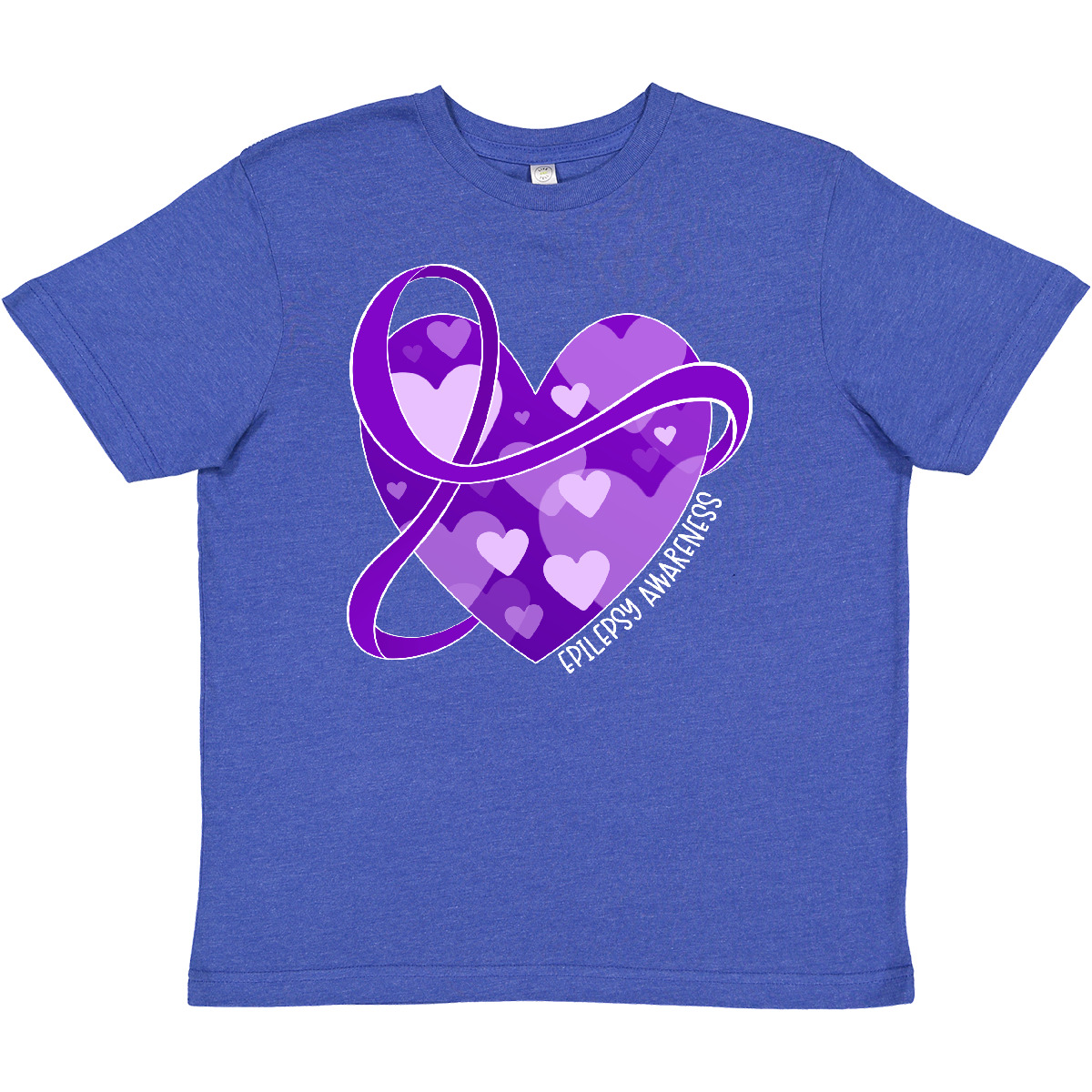 Inktastic Epilepsy Awareness Purple Ribbon Around Heart Youth T-Shirt Support Jc - Picture 7 of 7