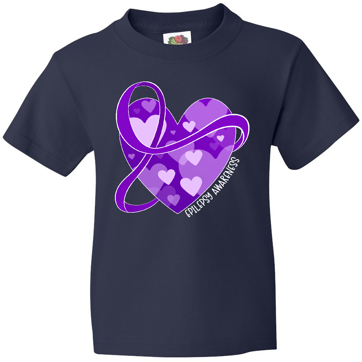 Inktastic Epilepsy Awareness Purple Ribbon Around Heart Youth T-Shirt Support Jc - Picture 3 of 7