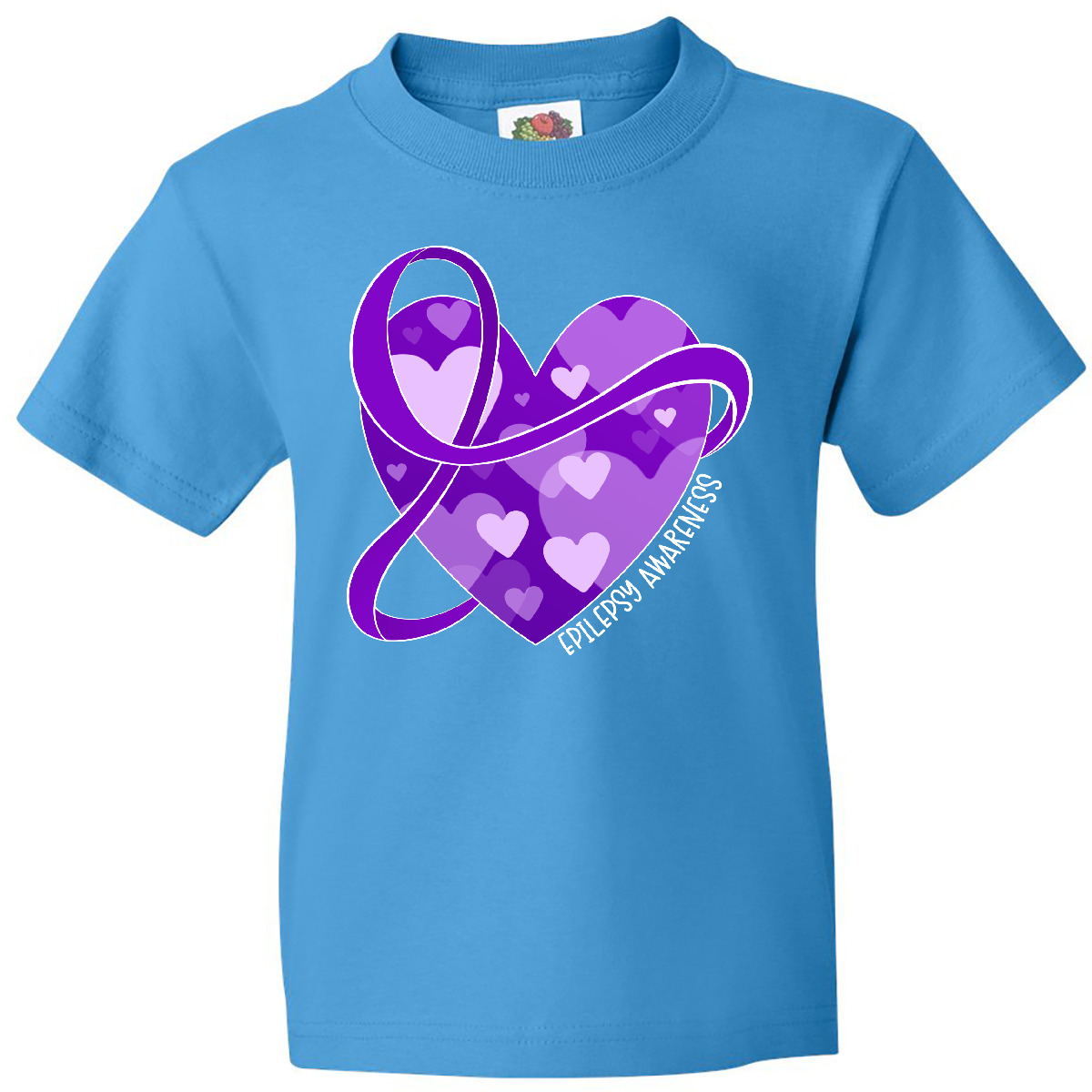 Inktastic Epilepsy Awareness Purple Ribbon Around Heart Youth T-Shirt Support Jc - Picture 4 of 7
