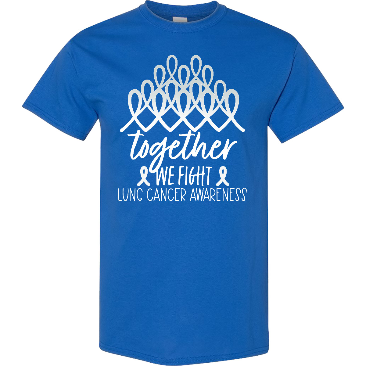 Inktastic Together, We Fight Lung Cancer Awareness T-Shirt Support White Ribbon