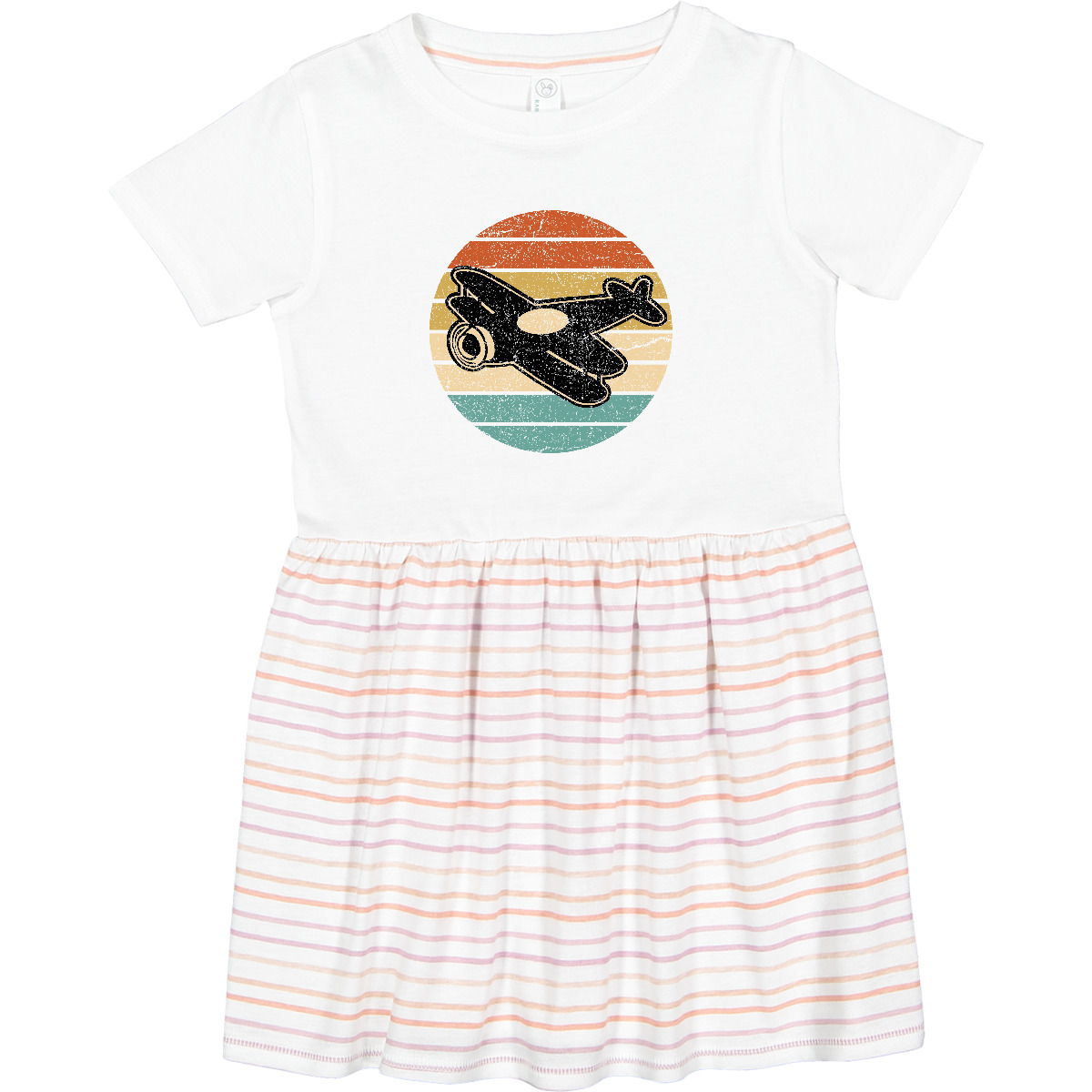Inktastic Vintage Airplane Retro Sunset Toddler Dress Pilot Air Show Gift Girls - Imagen 7 de 7