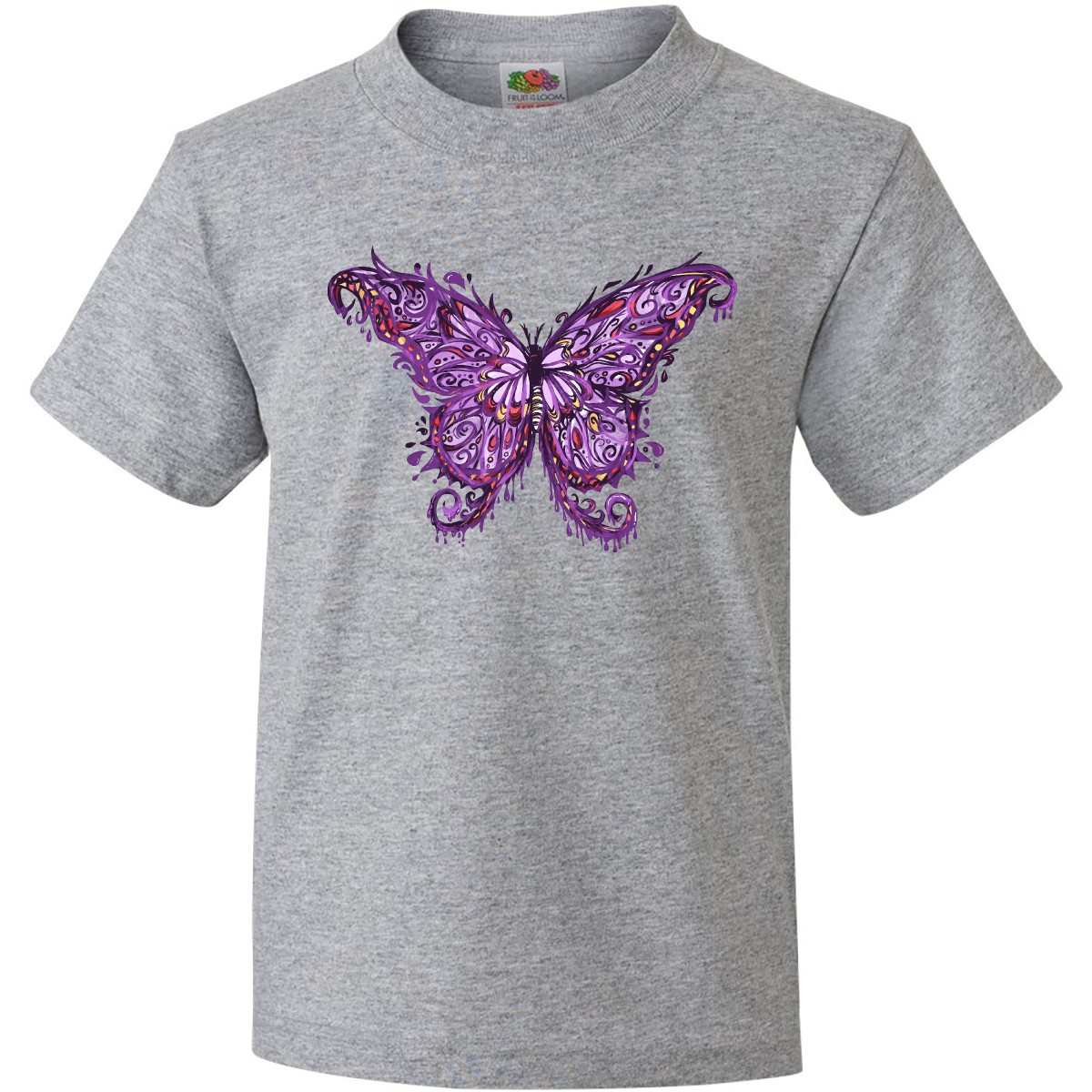 Inktastic Purple Ink Butterfly Youth T-Shirt Goth Grunge Artistic Emo Punk Inked - Picture 3 of 5
