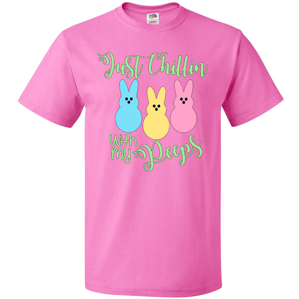 Inktastic Funny Easter Just Chillin' With My Peeps T-Shirt Boodlebug Bunnies Pun - Picture 2 of 8