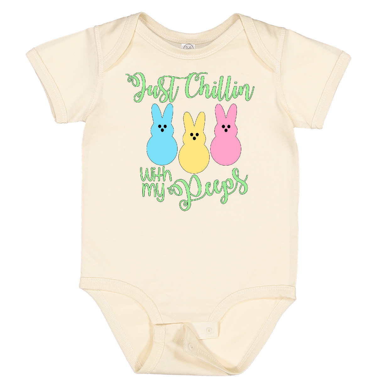 Inktastic Funny Easter Just Chillin’ With My Peeps Baby Bodysuit Boodlebug Candy