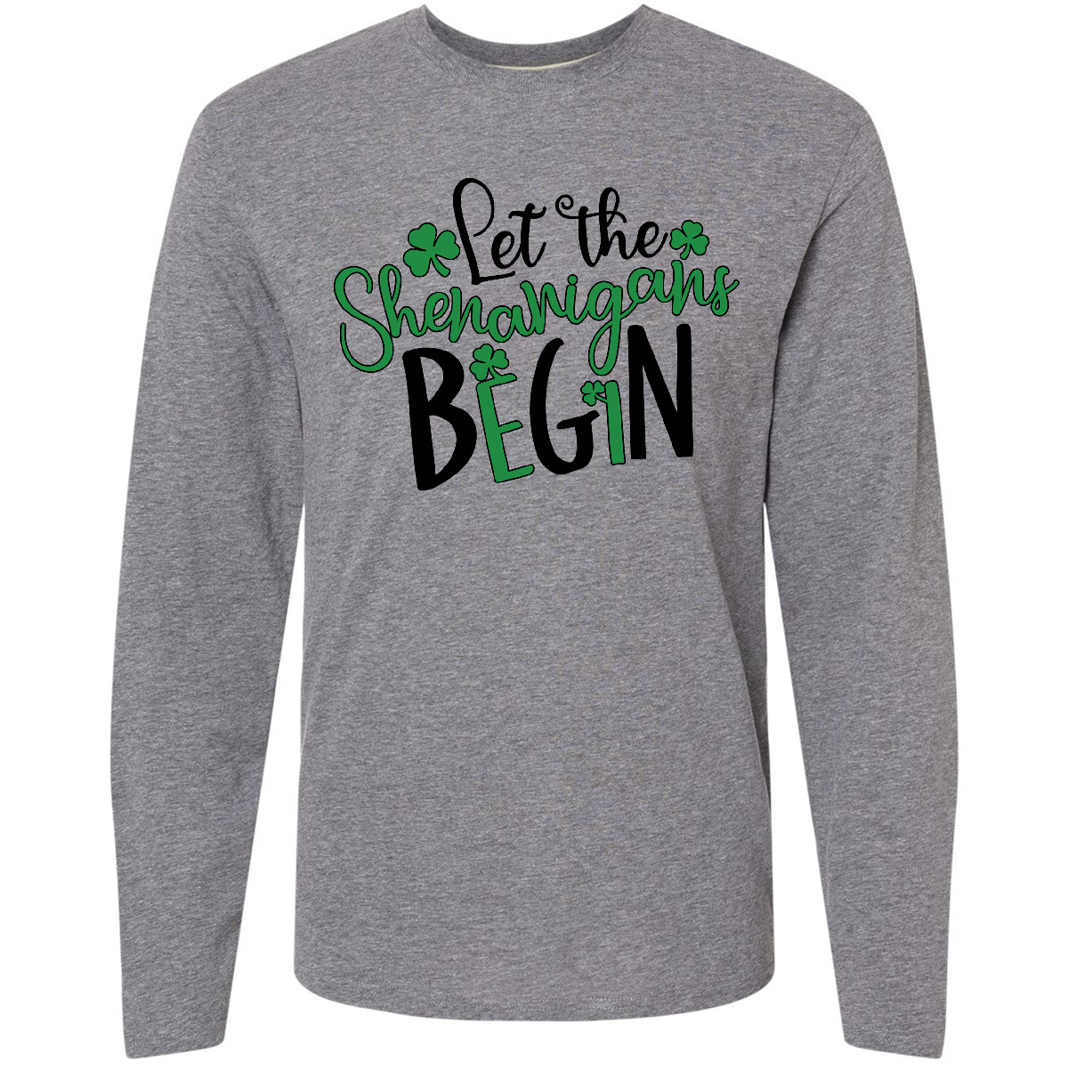 Inktastic St. Patrick's Day Let The Shenanigans Begin Long Sleeve T-Shirt Green - Picture 3 of 5
