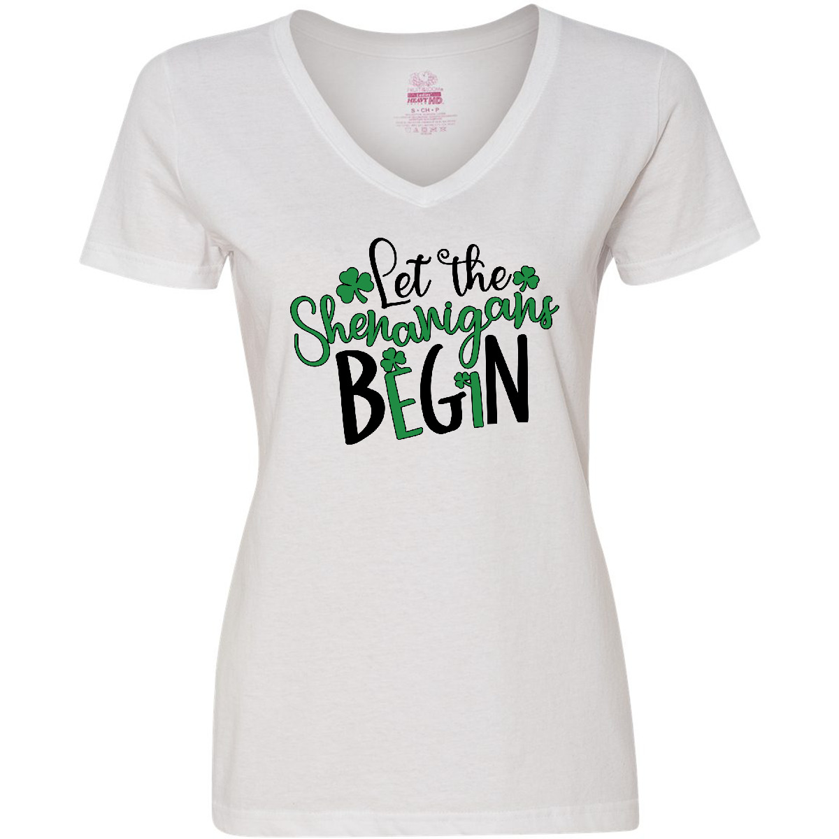 Inktastic St. Patrick's Day Let The Shenanigans Begin Women's V-Neck T-Shirt - Imagen 6 de 6