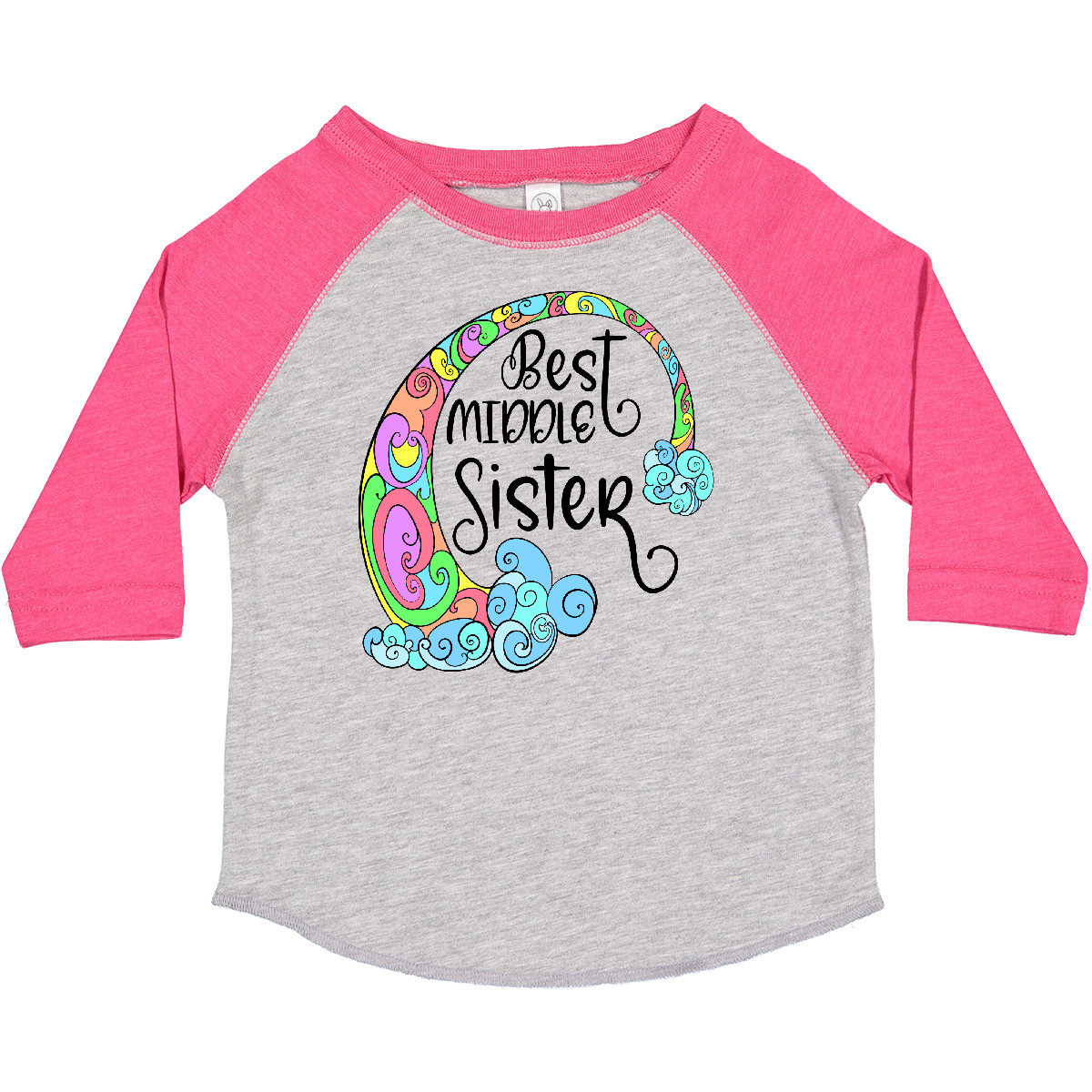 Inktastic Best Middle Sister Colorful Rainbow Swirls Toddler T-Shirt Siblings Jc - Picture 4 of 10