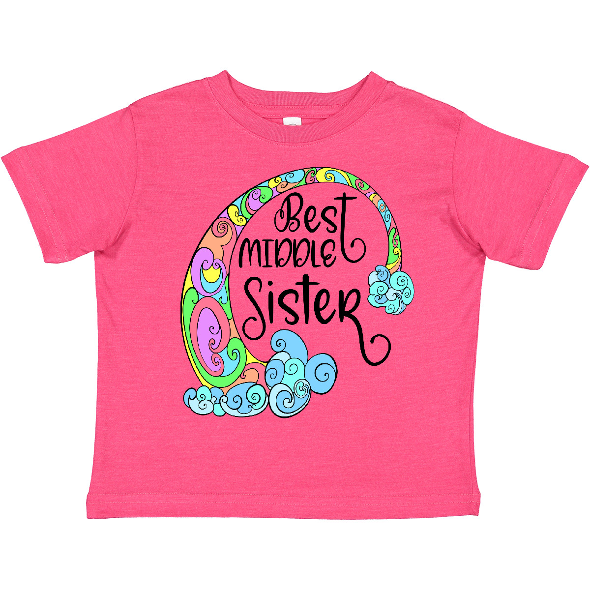 Inktastic Best Middle Sister Colorful Rainbow Swirls Toddler T-Shirt Siblings Jc - Picture 9 of 10