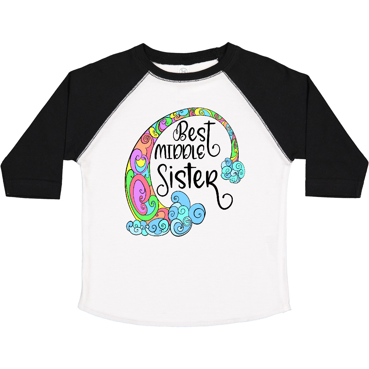 Inktastic Best Middle Sister Colorful Rainbow Swirls Toddler T-Shirt Siblings Jc - Picture 10 of 10