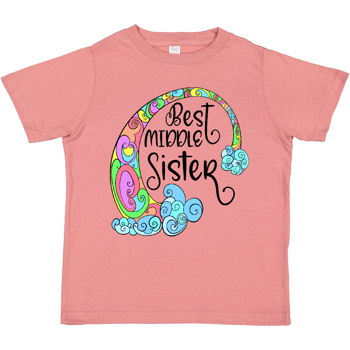 Inktastic Best Middle Sister Colorful Rainbow Swirls Toddler T-Shirt Siblings Jc - Picture 6 of 10