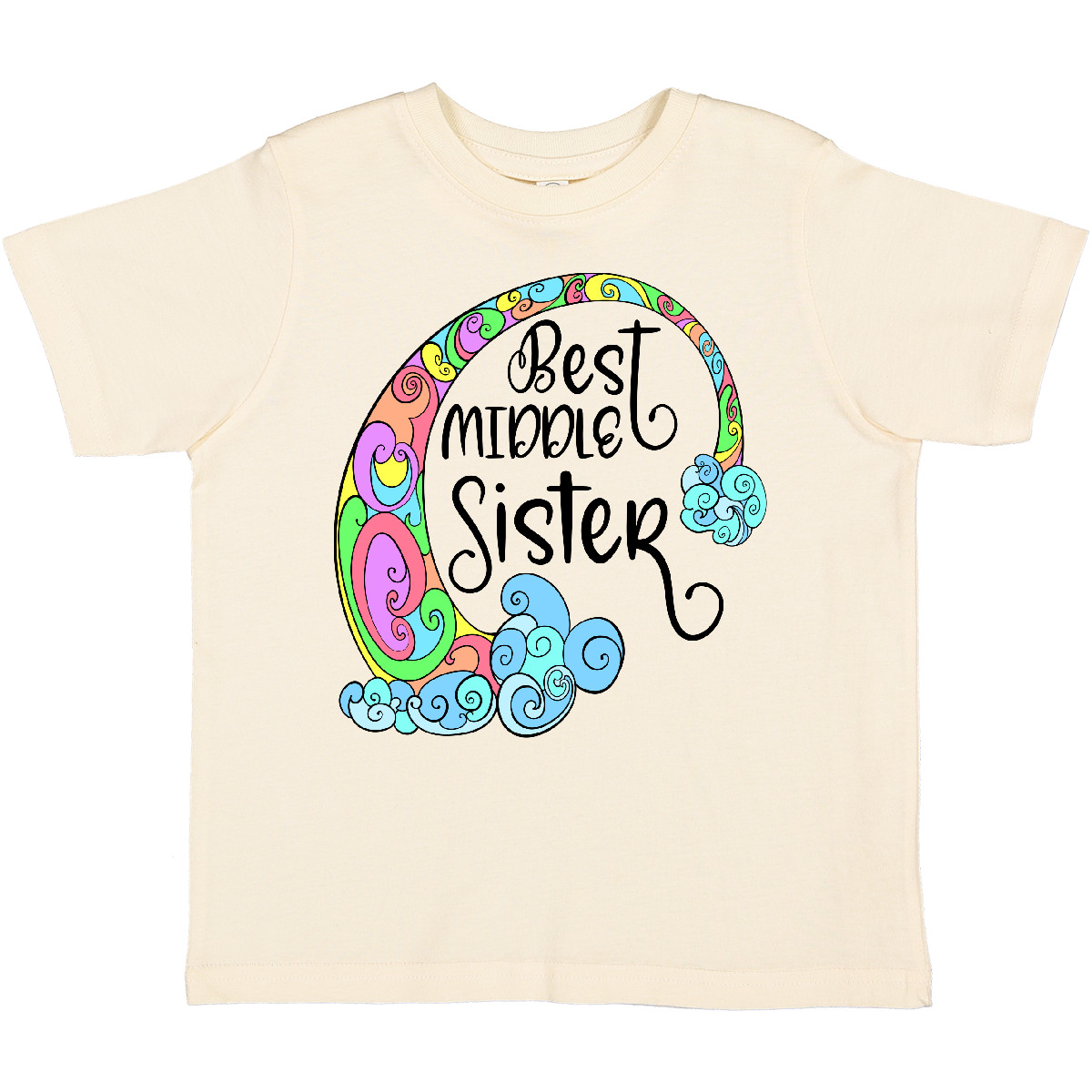 Inktastic Best Middle Sister Colorful Rainbow Swirls Toddler T-Shirt Siblings Jc - Picture 7 of 10