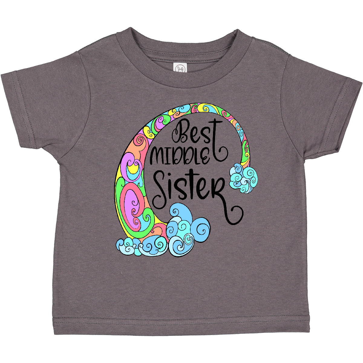 Inktastic Best Middle Sister Colorful Rainbow Swirls Toddler T-Shirt Siblings Jc - Picture 2 of 10