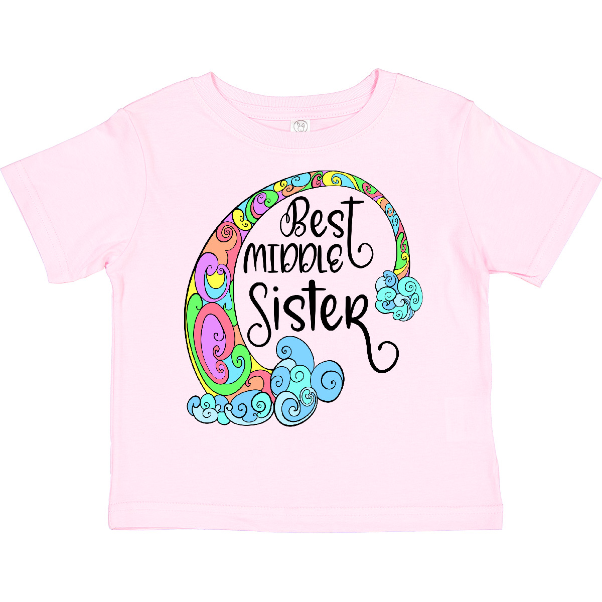 Inktastic Best Middle Sister Colorful Rainbow Swirls Toddler T-Shirt Siblings Jc - Picture 8 of 10
