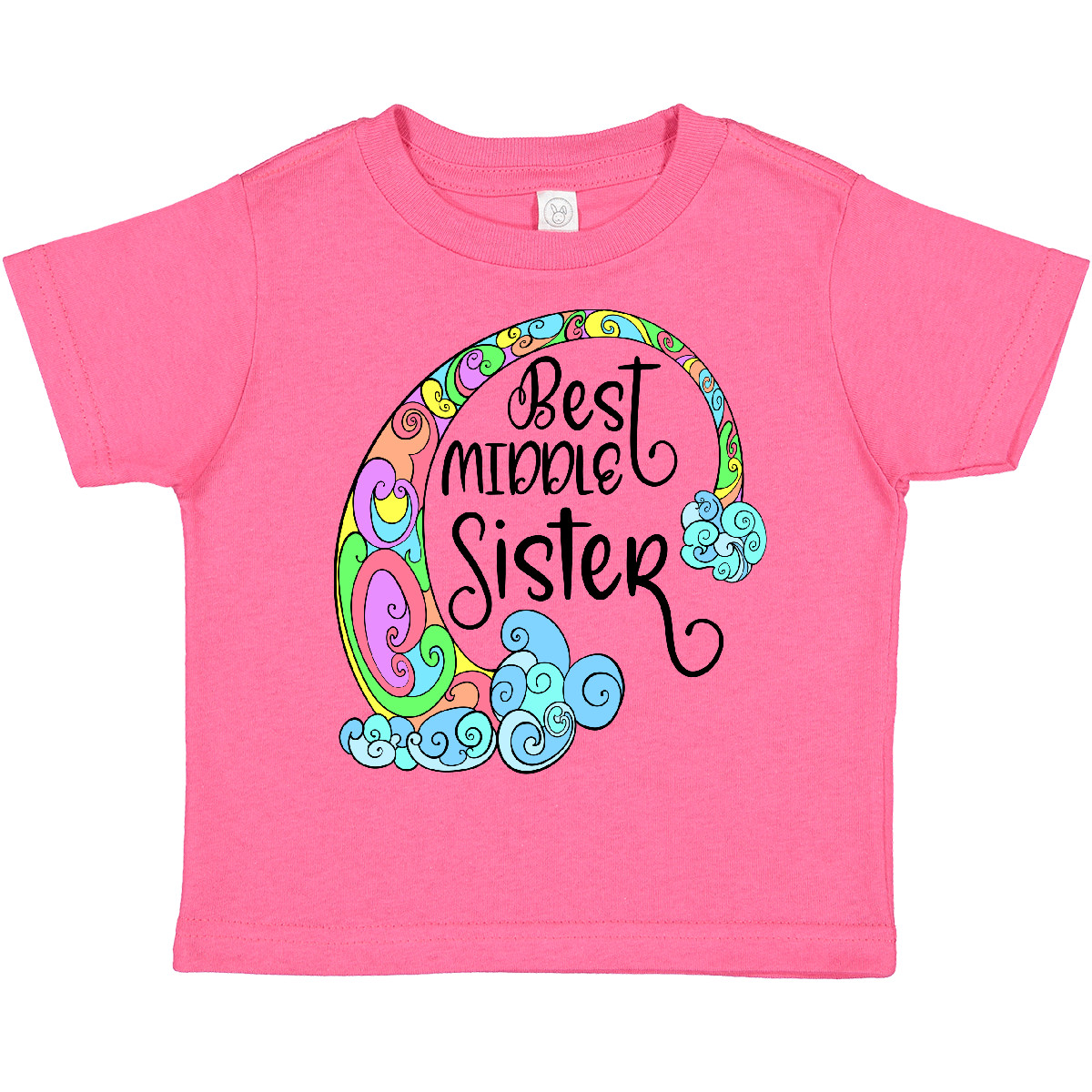 Inktastic Best Middle Sister Colorful Rainbow Swirls Toddler T-Shirt Siblings Jc - Picture 5 of 10