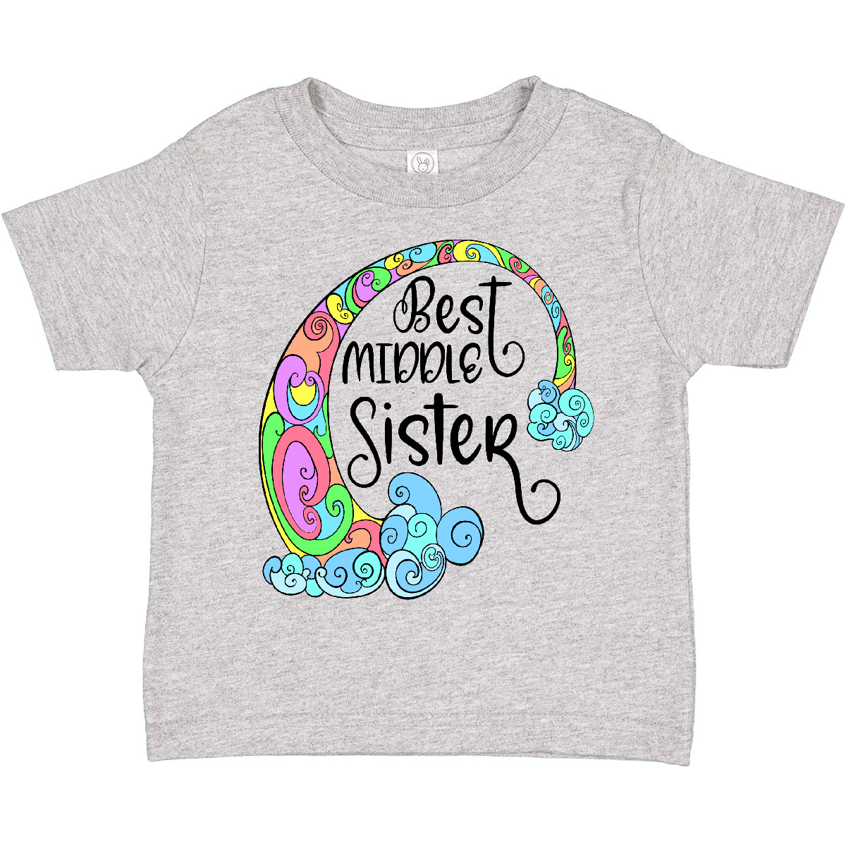 Inktastic Best Middle Sister Colorful Rainbow Swirls Toddler T-Shirt Siblings Jc - Picture 3 of 10