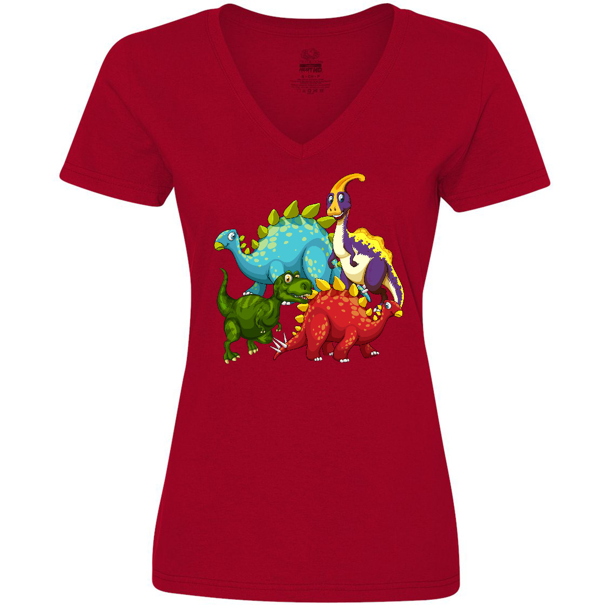 Inktastic Cute Dinosaurs Women's V-Neck T-Shirt Dinosaur Birthday Party Animals - Picture 8 of 8