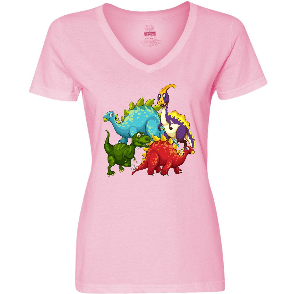 Inktastic Cute Dinosaurs Women's V-Neck T-Shirt Dinosaur Birthday Party Animals - Picture 7 of 8