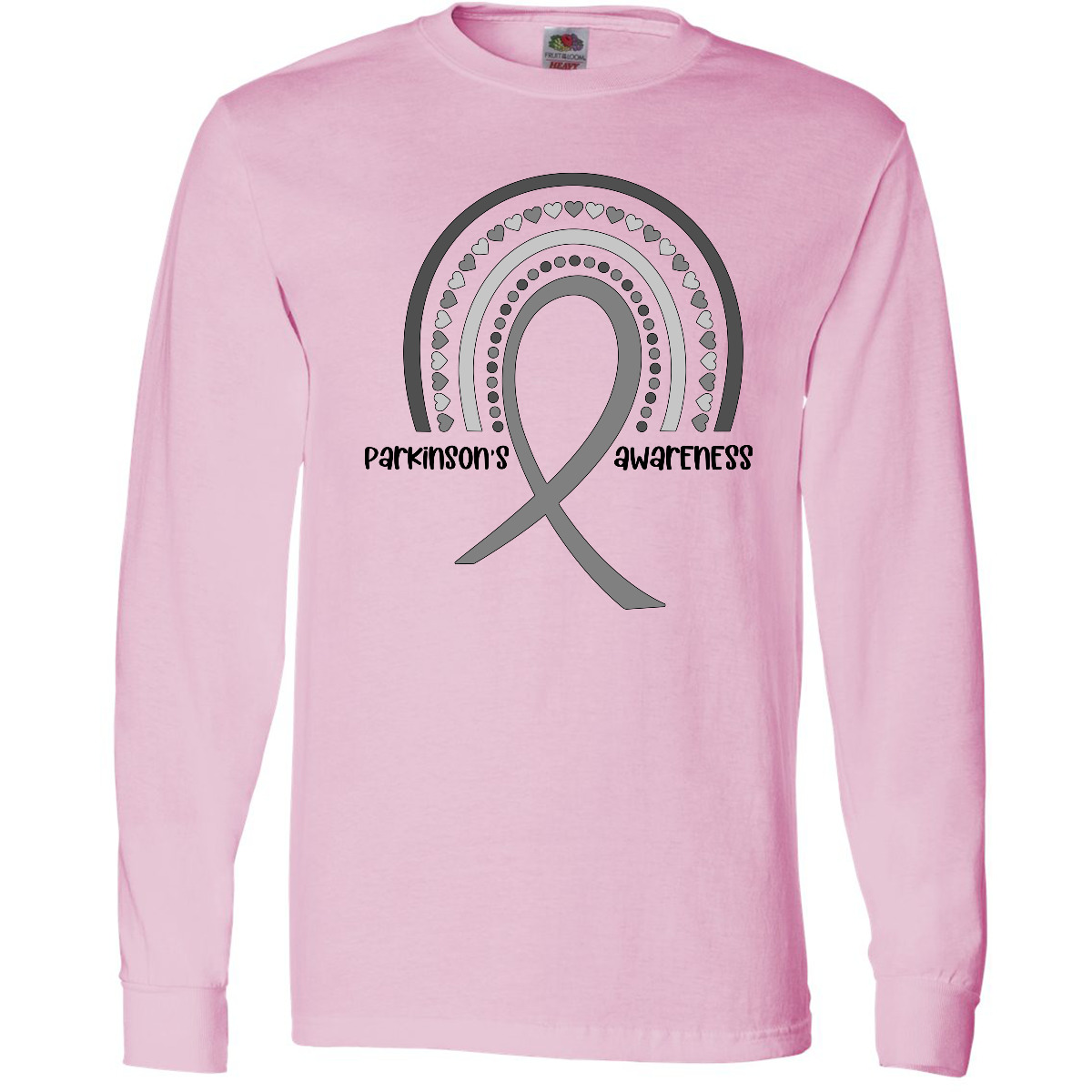 Inktastic Parkinson’s Awareness Ribbon Rainbow Long Sleeve T-Shirt Hearts Are