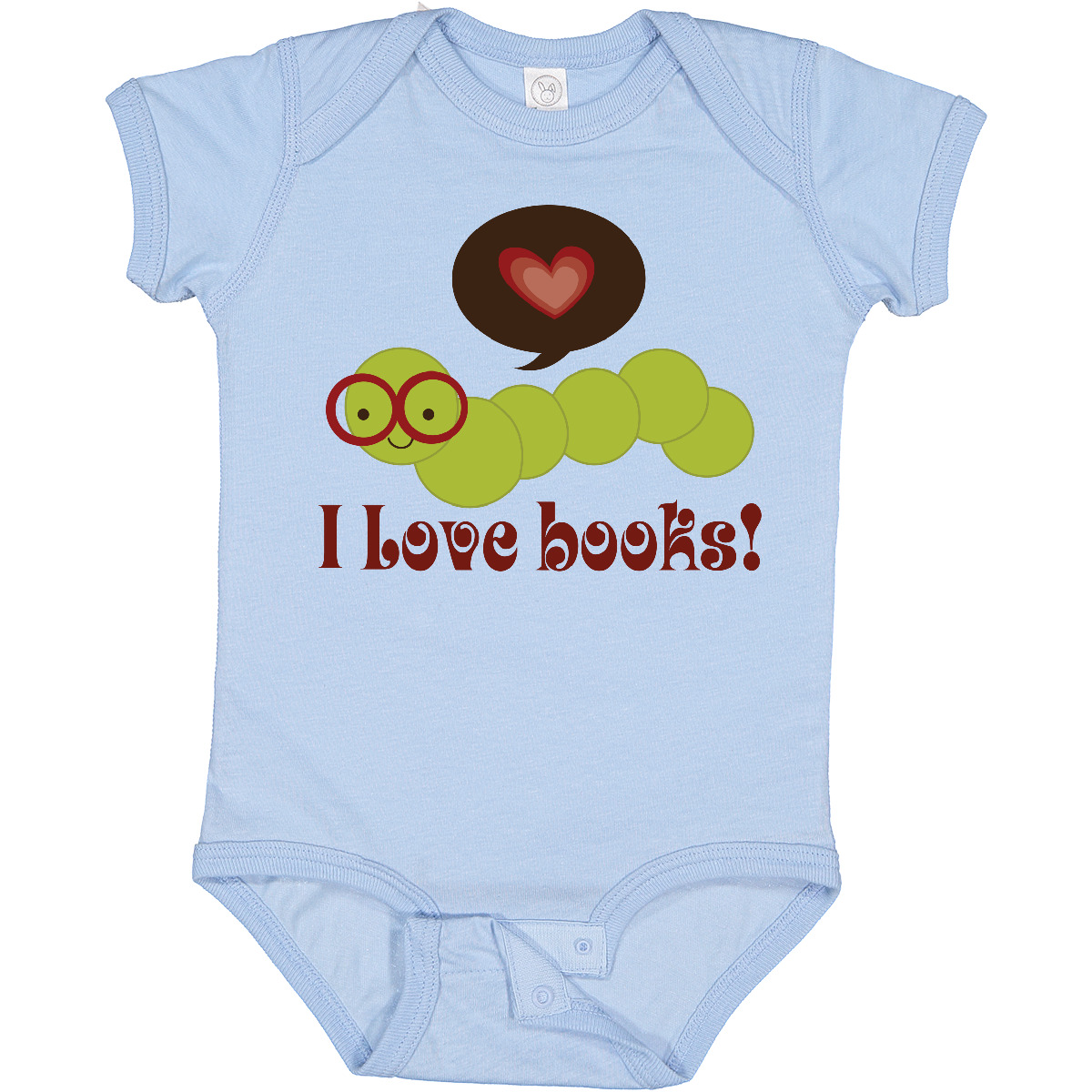 Inktastic I Love Books Bookworm Baby Bodysuit Worm Reading Reader Read Kids Cute
