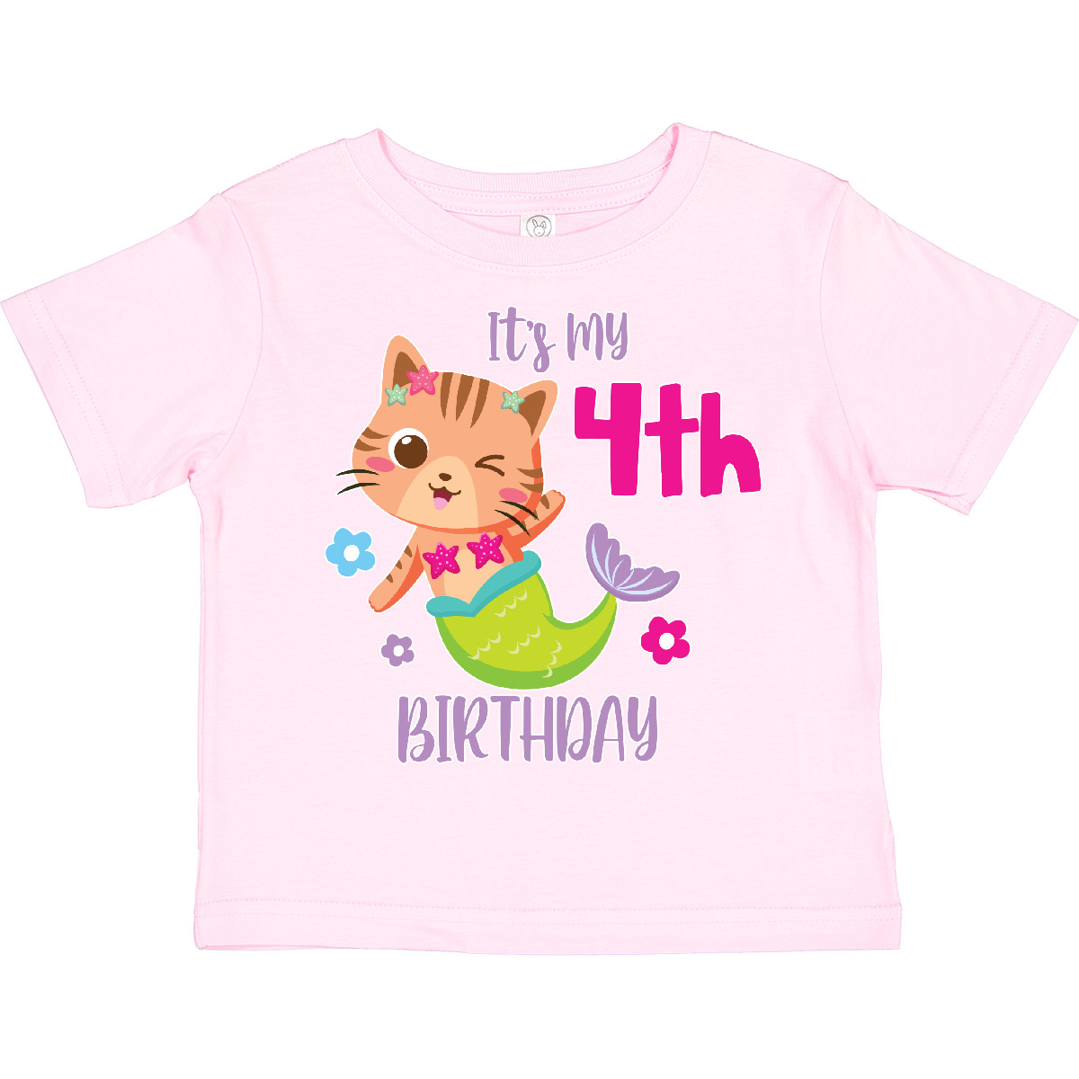 Inktastic It's My 4th Birthday With Cute Cat Mermaid Toddler T-Shirt Birthdays - Picture 9 of 11