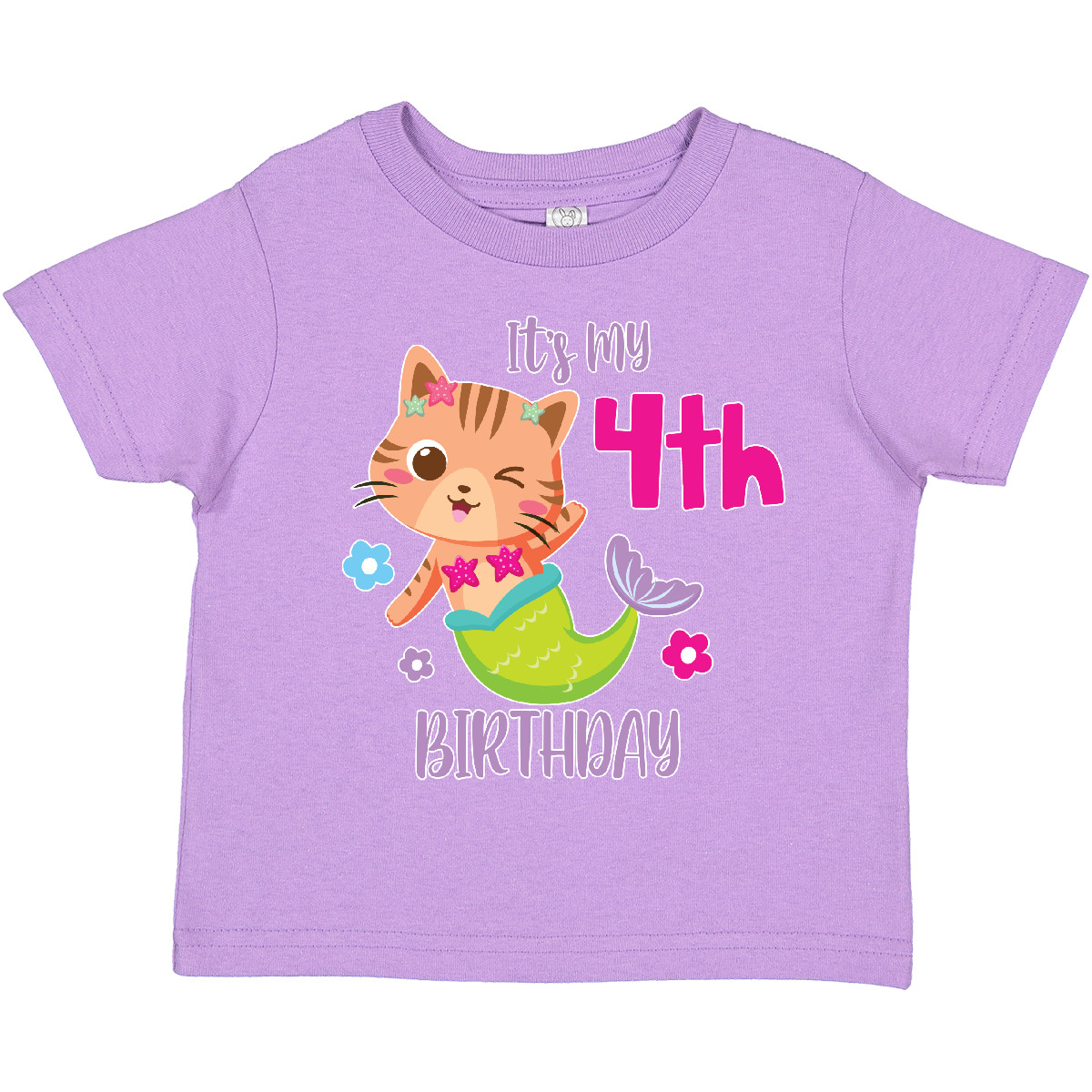 Inktastic It's My 4th Birthday With Cute Cat Mermaid Toddler T-Shirt Birthdays - Picture 8 of 11