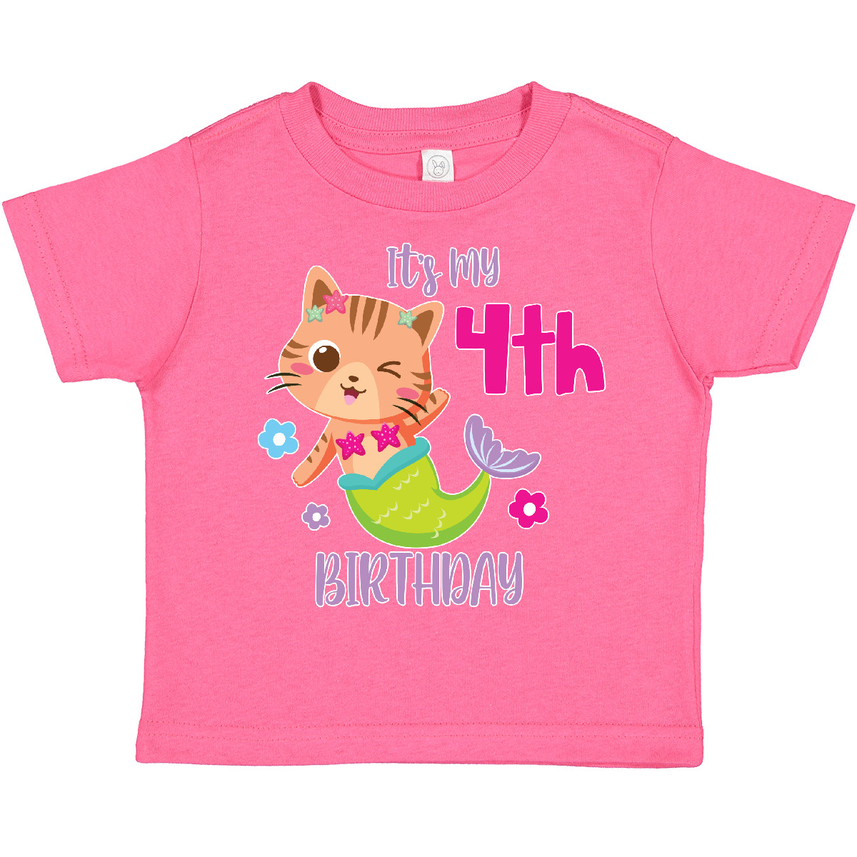 Inktastic It's My 4th Birthday With Cute Cat Mermaid Toddler T-Shirt Birthdays - Picture 7 of 11