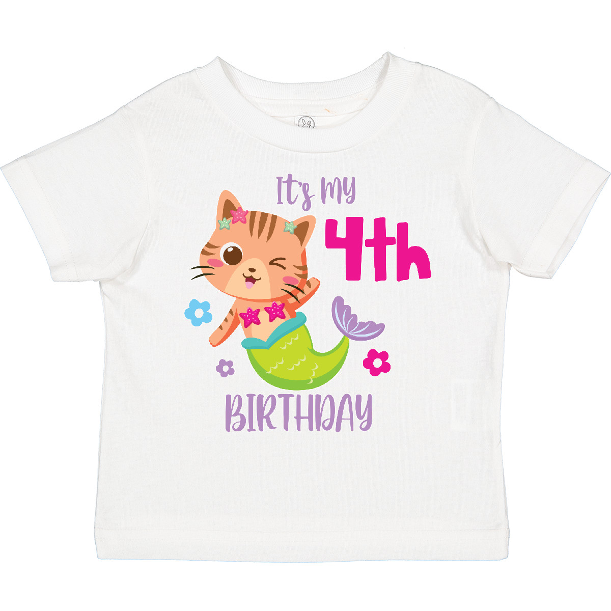 Inktastic It's My 4th Birthday With Cute Cat Mermaid Toddler T-Shirt Birthdays - Picture 11 of 11