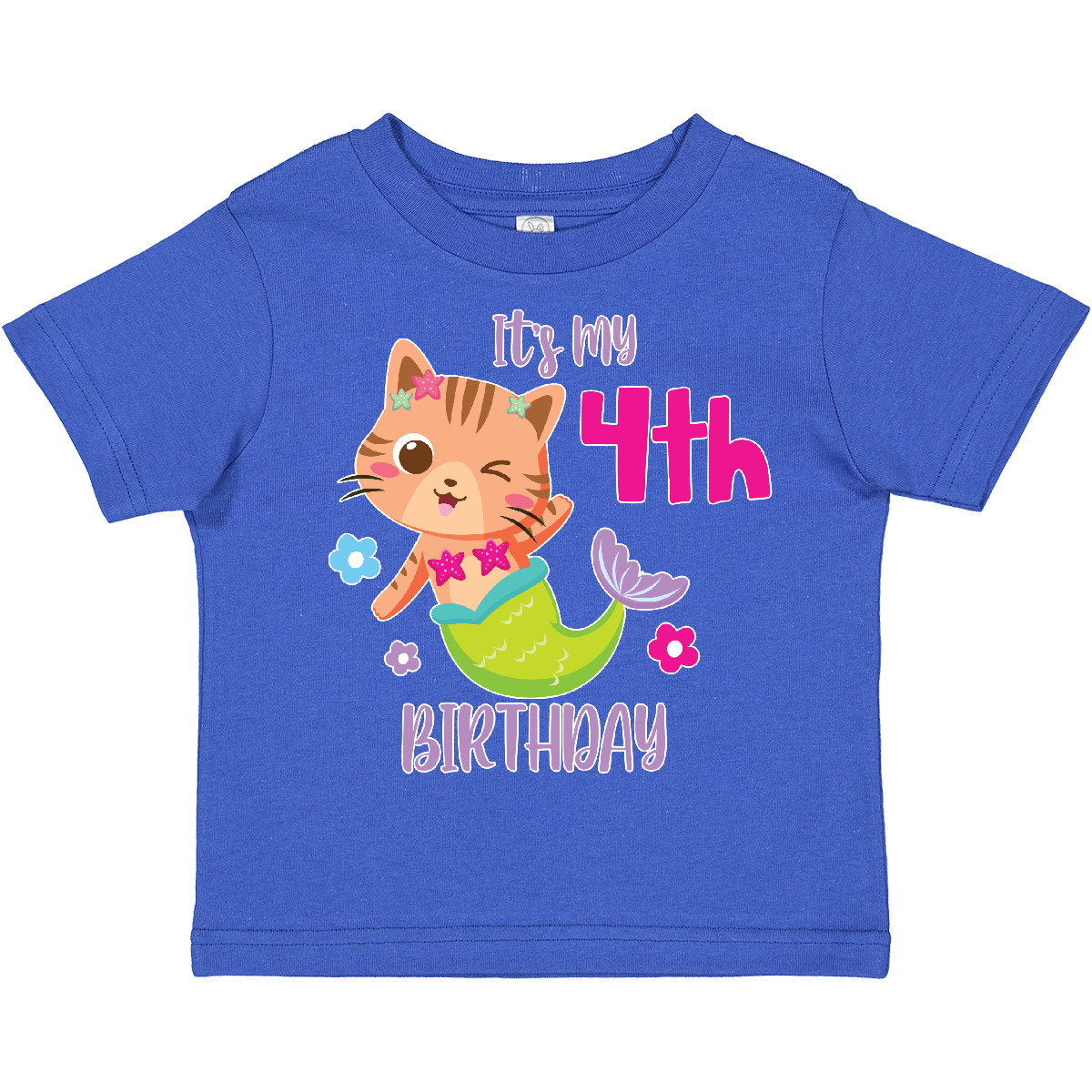Inktastic It's My 4th Birthday With Cute Cat Mermaid Toddler T-Shirt Birthdays - Picture 10 of 11