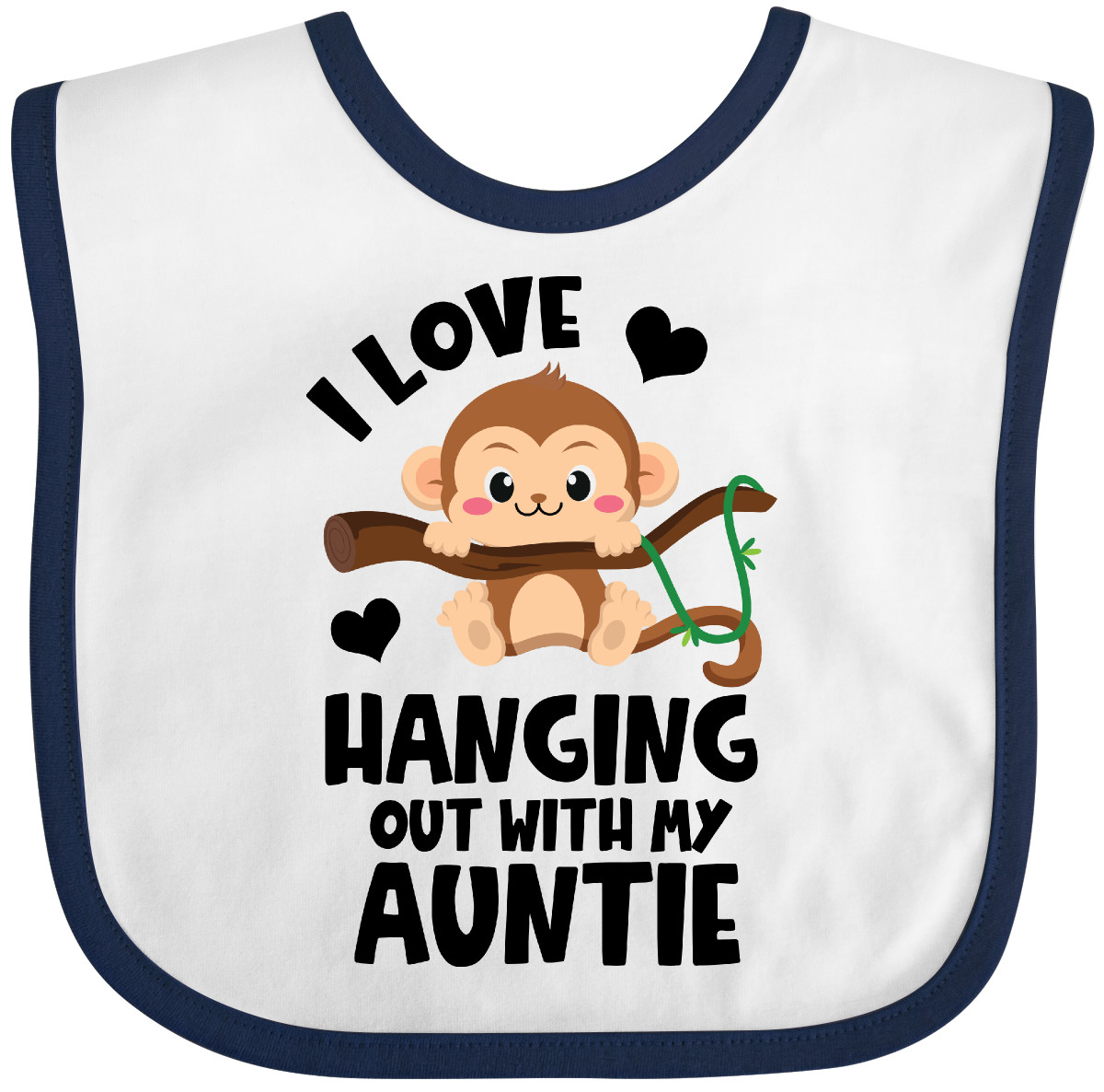 Inktastic Monkey I Love Hanging Out With My Auntie Baby Bib Aunt Adorable Jmg - Picture 8 of 10