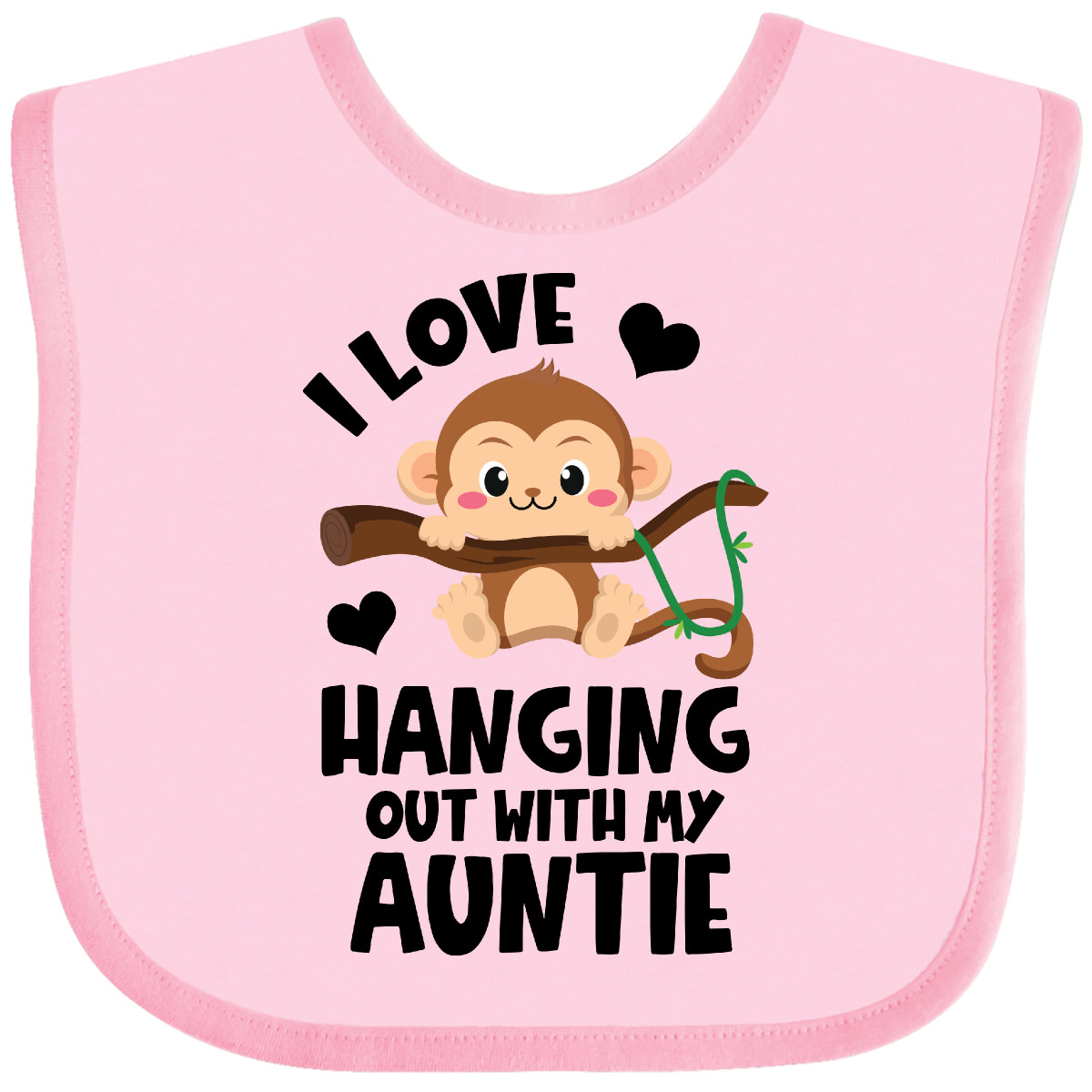 Inktastic Monkey I Love Hanging Out With My Auntie Baby Bib Aunt Adorable Jmg - Picture 4 of 10