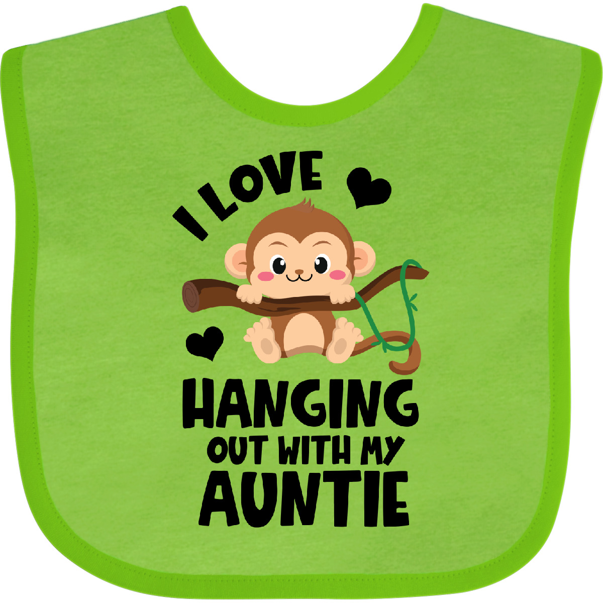 Inktastic Monkey I Love Hanging Out With My Auntie Baby Bib Aunt Adorable Jmg - Picture 2 of 10