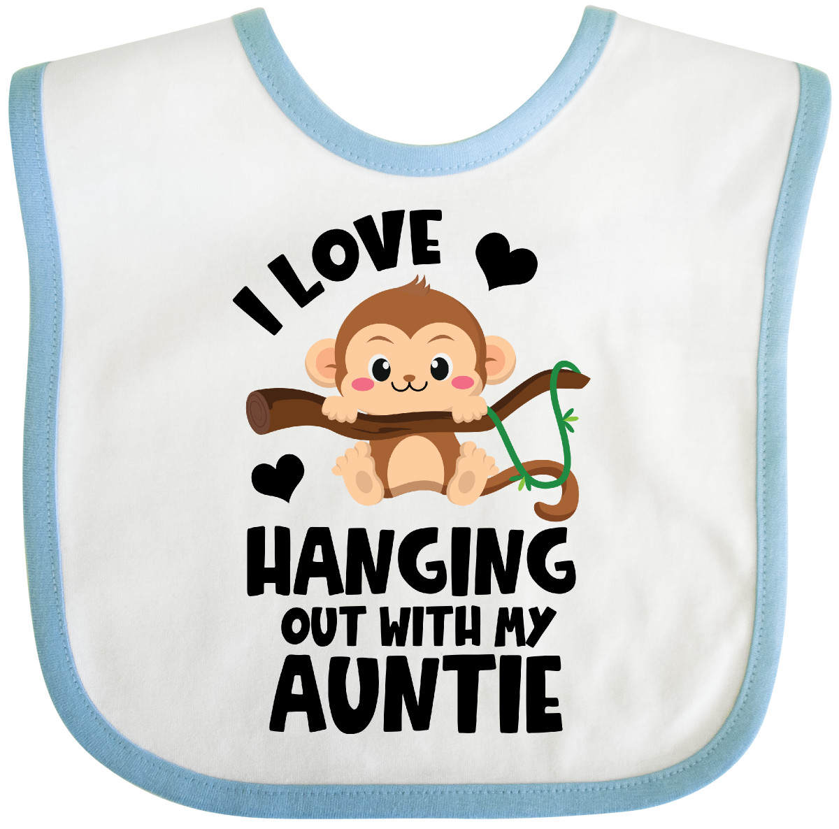 Inktastic Monkey I Love Hanging Out With My Auntie Baby Bib Aunt Adorable Jmg - Picture 7 of 10
