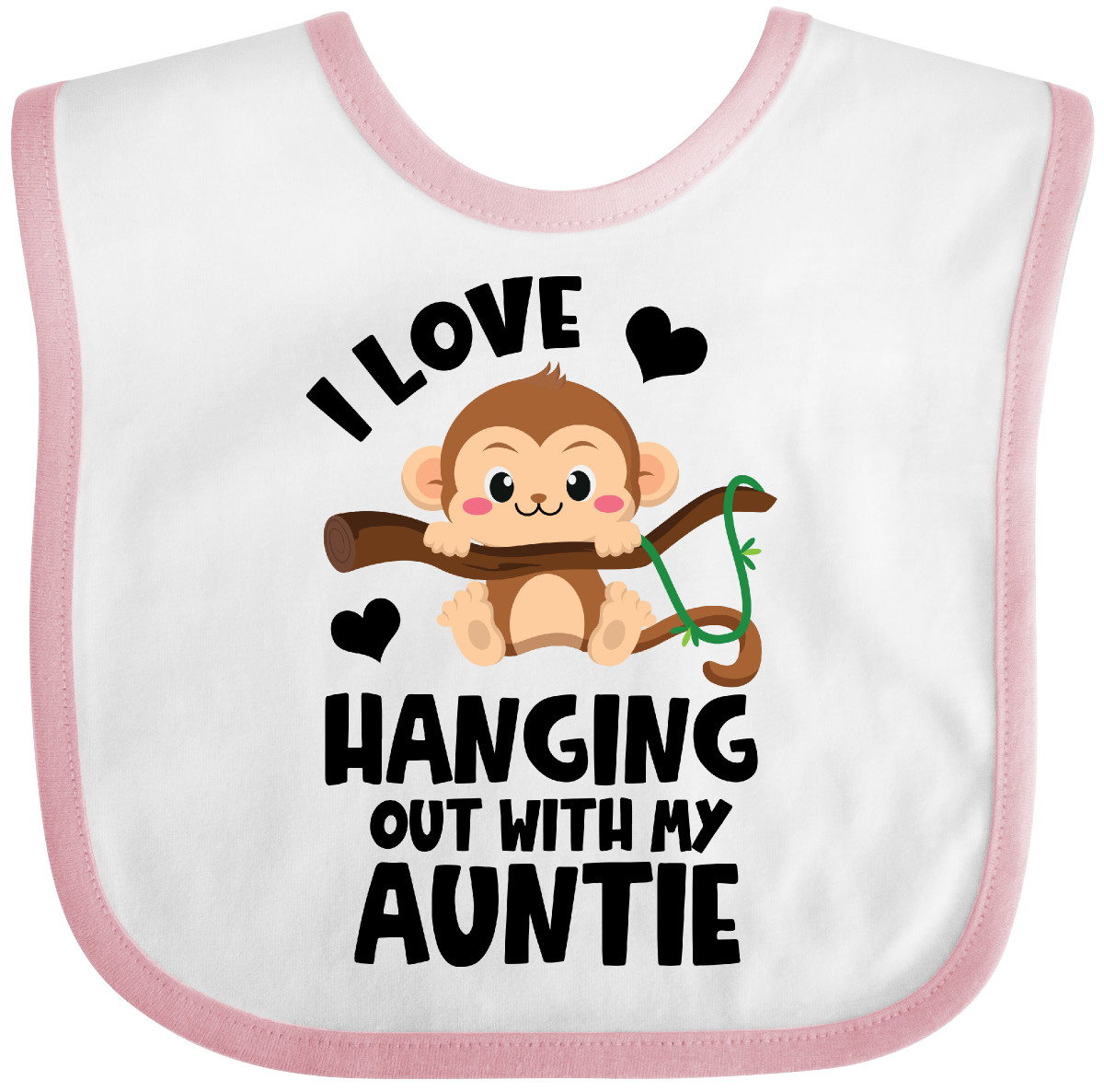 Inktastic Monkey I Love Hanging Out With My Auntie Baby Bib Aunt Adorable Jmg - Picture 9 of 10