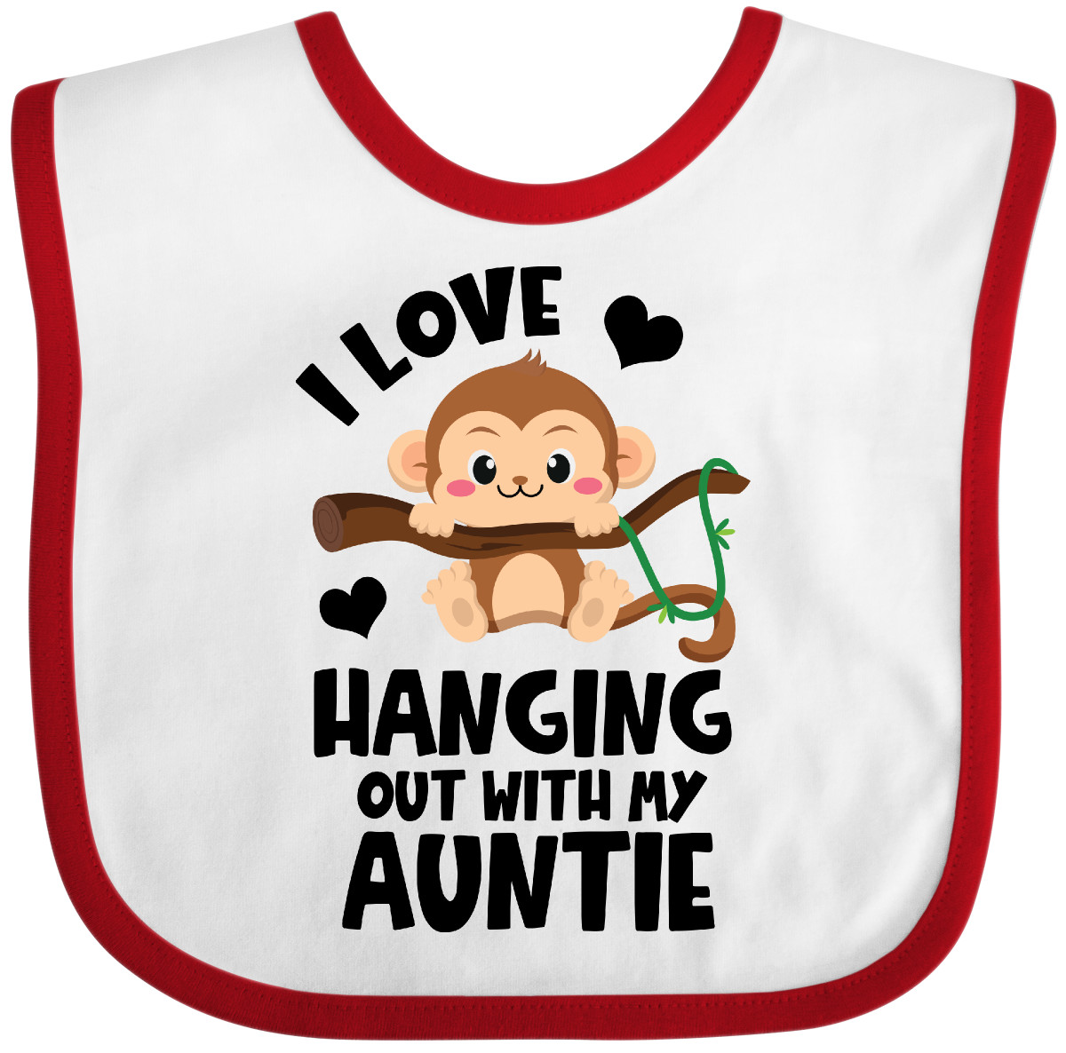 Inktastic Monkey I Love Hanging Out With My Auntie Baby Bib Aunt Adorable Jmg - Picture 10 of 10