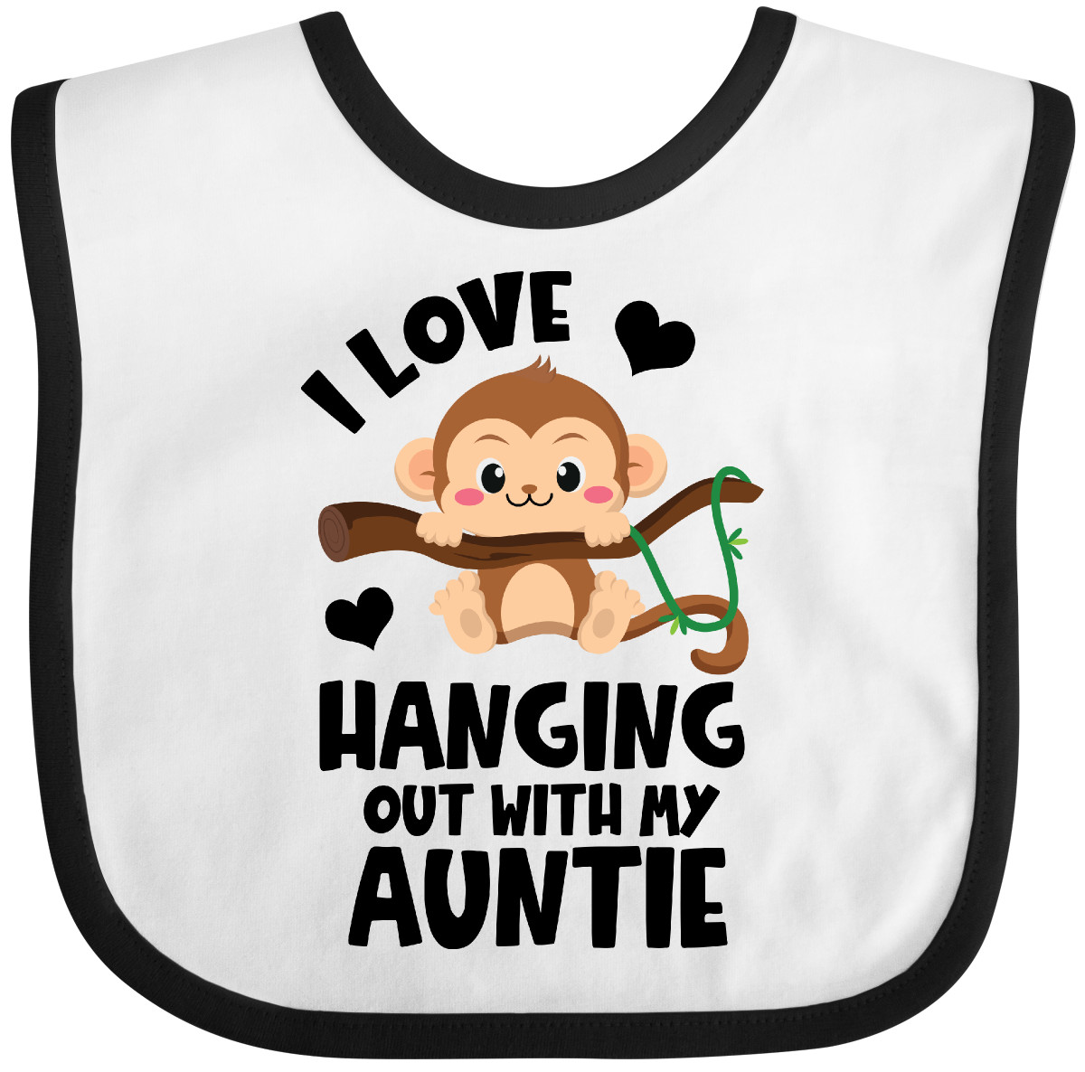 Inktastic Monkey I Love Hanging Out With My Auntie Baby Bib Aunt Adorable Jmg - Picture 6 of 10