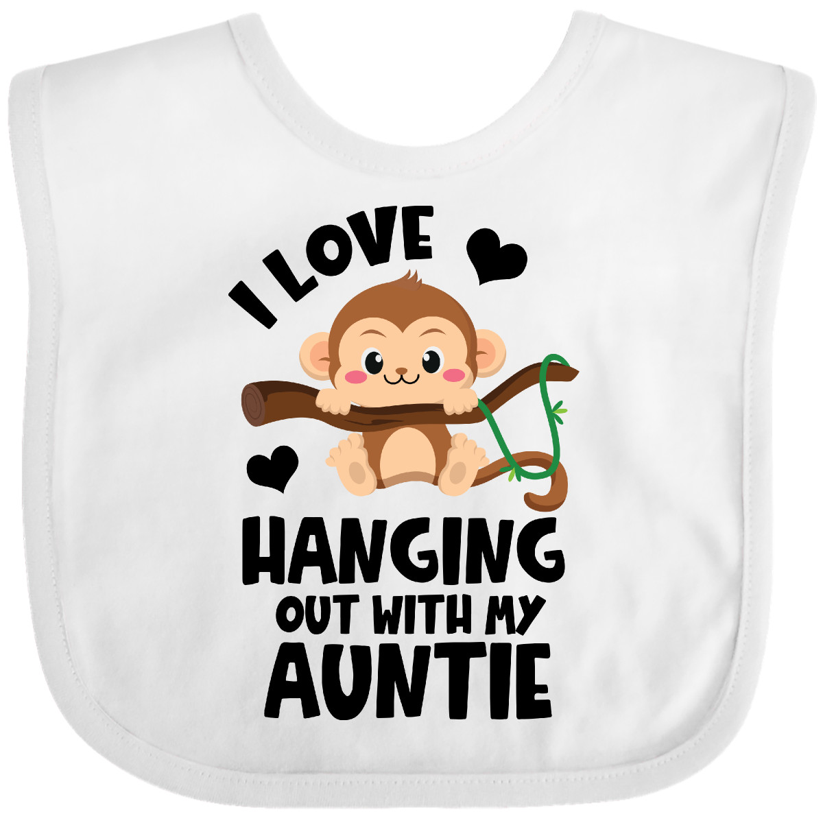 Inktastic Monkey I Love Hanging Out With My Auntie Baby Bib Aunt Adorable Jmg - Picture 5 of 10