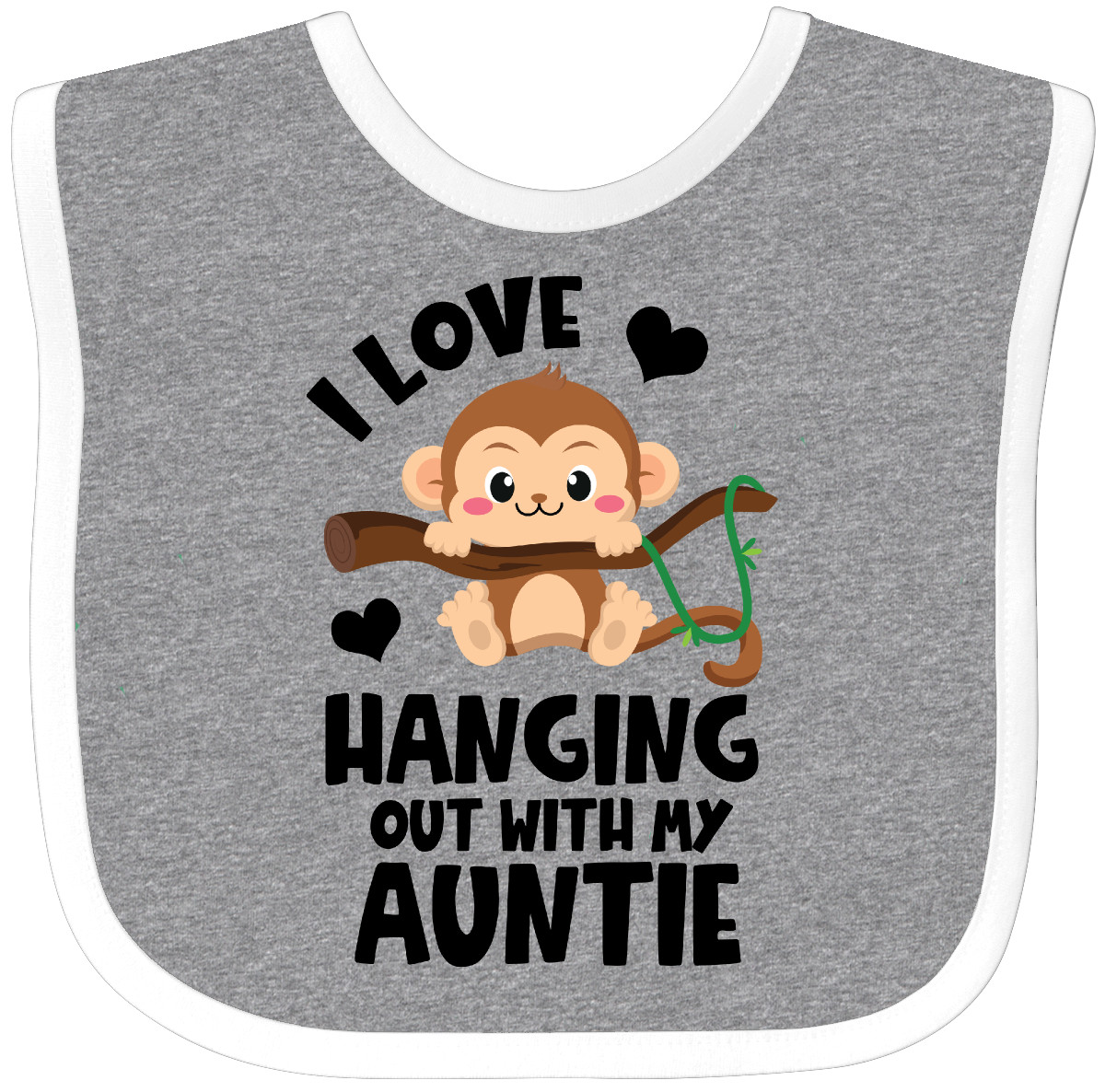 Inktastic Monkey I Love Hanging Out With My Auntie Baby Bib Aunt Adorable Jmg - Picture 3 of 10