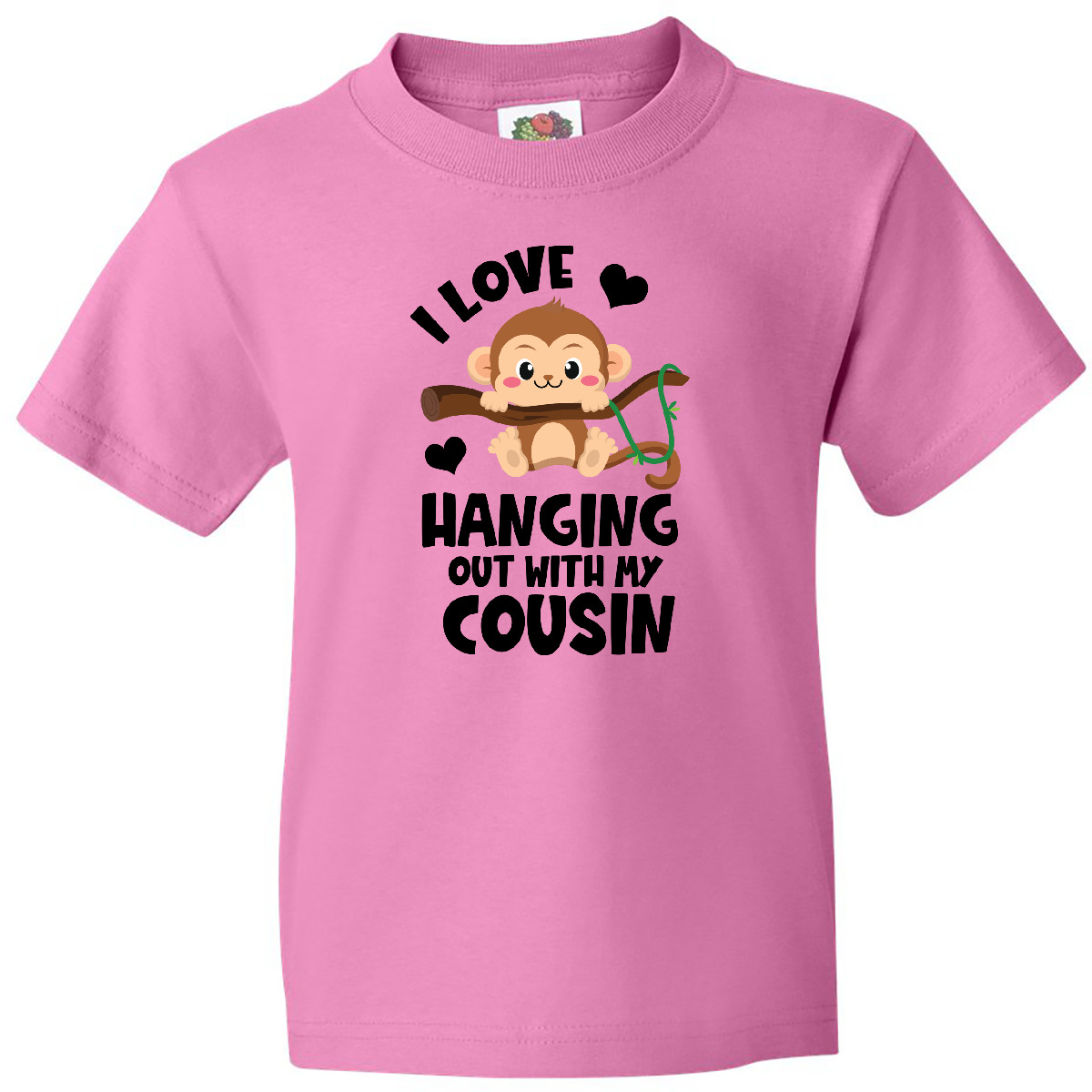 Inktastic Monkey I Love Hanging Out With My Cousin Youth T-Shirt Adorable Baby - Picture 2 of 8