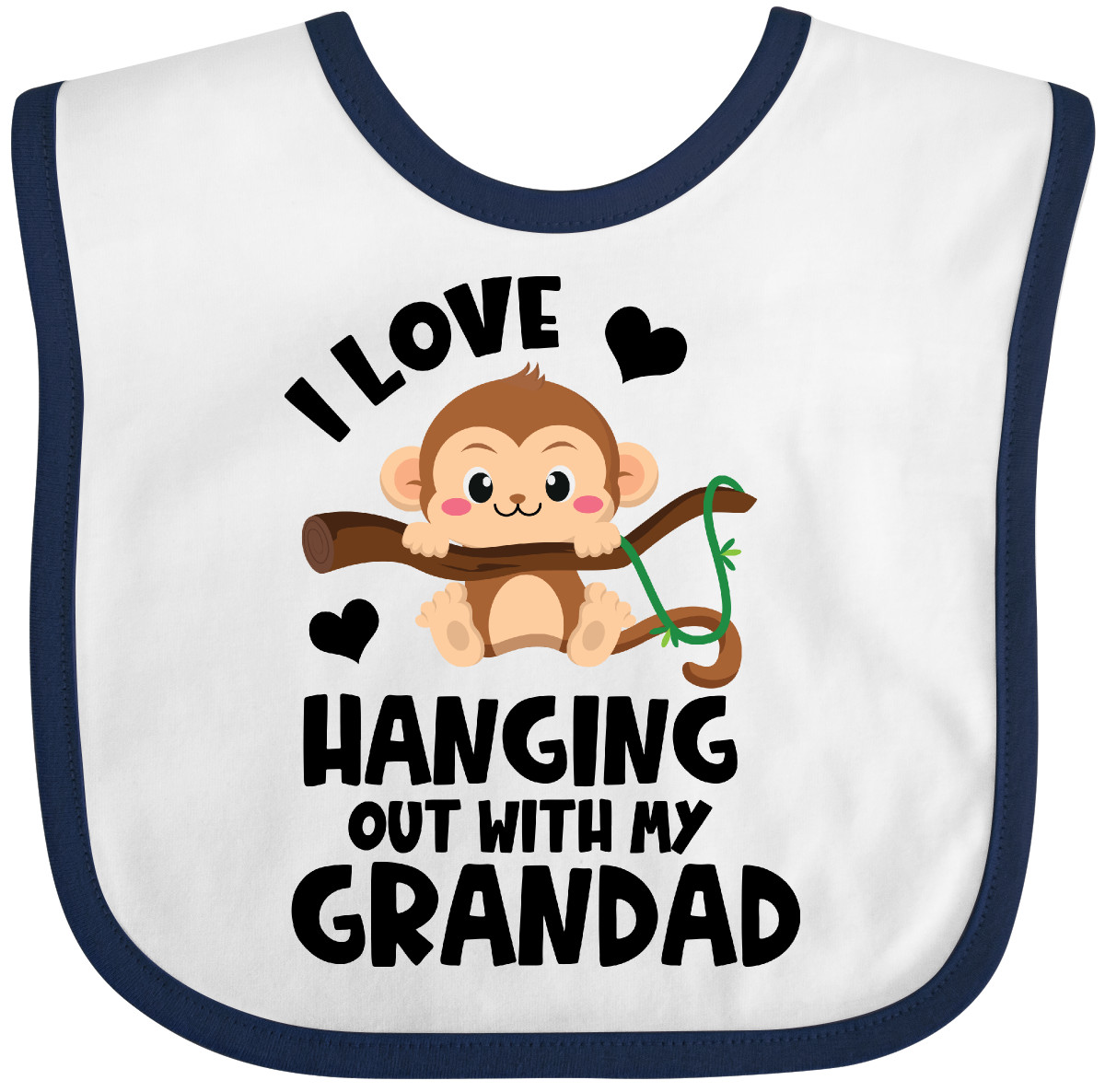 Inktastic Monkey I Love Hanging Out With My Grandad Baby Bib Grandpa Sibling Jmg - Picture 7 of 10